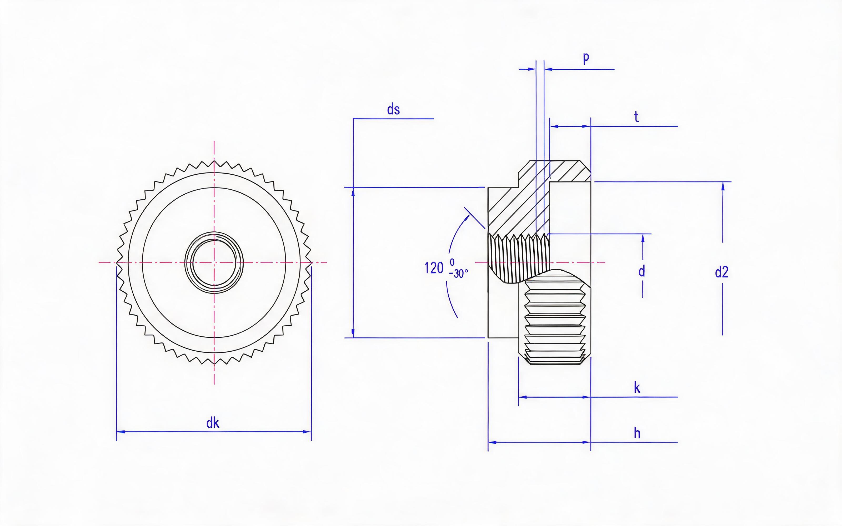 Type A knurled nut Standard Drawing