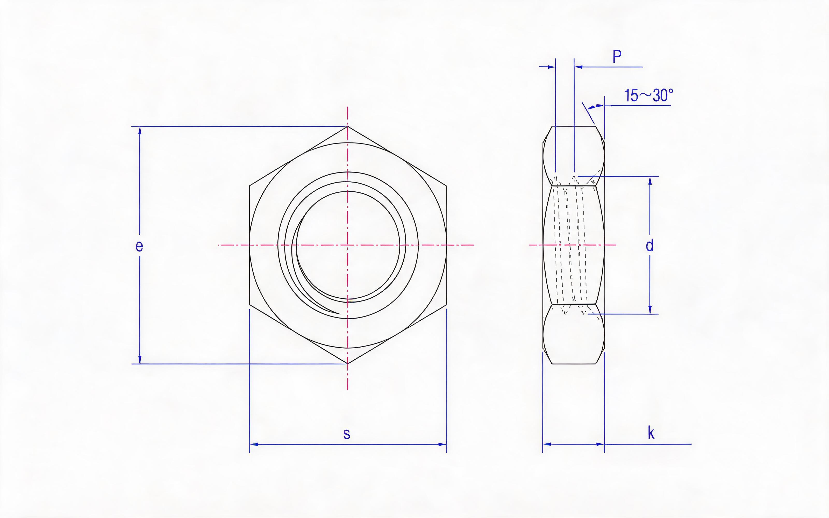Hexagon thin nut Standard Drawing