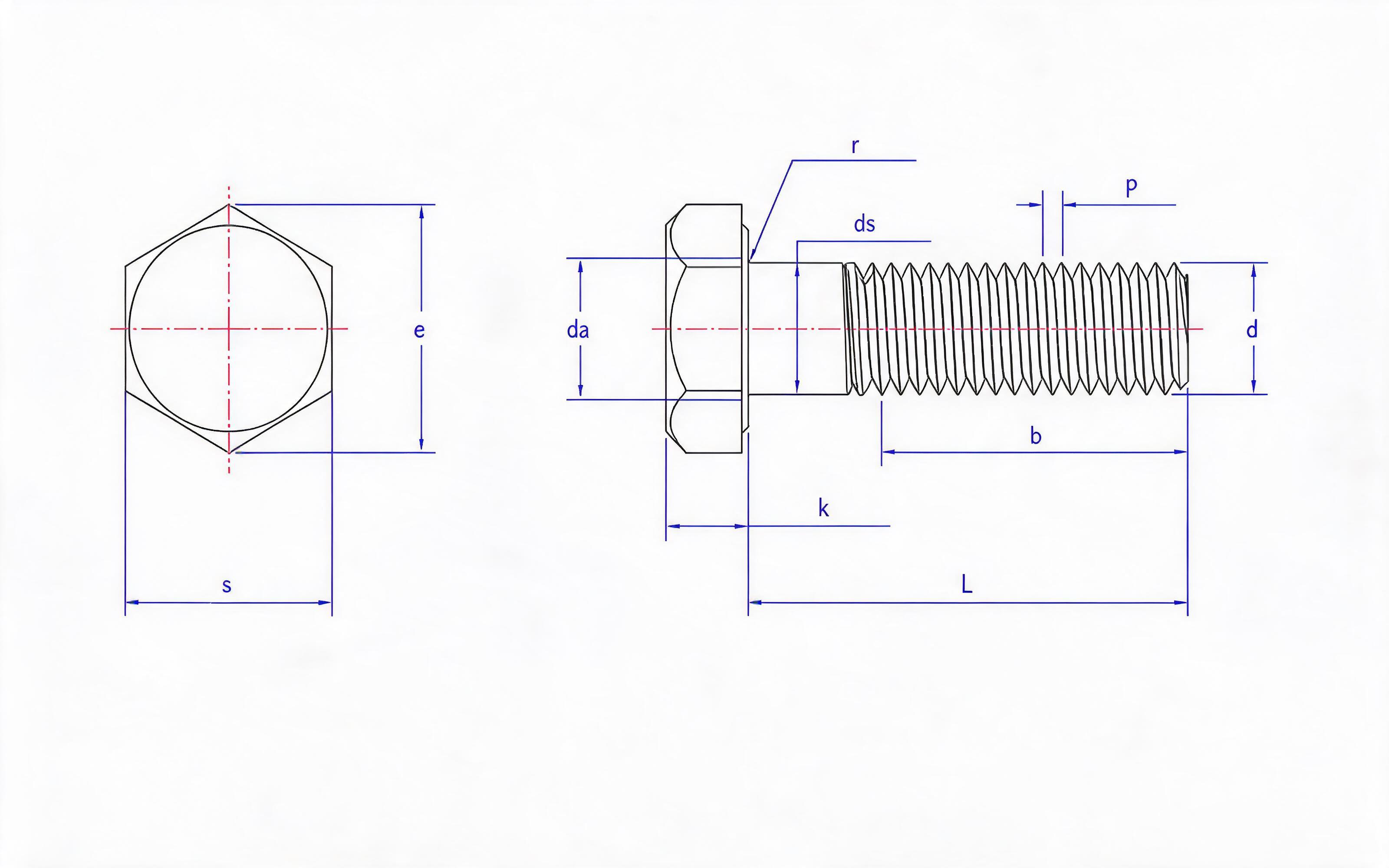 Hexagon bolt for steel structure Standard Drawing