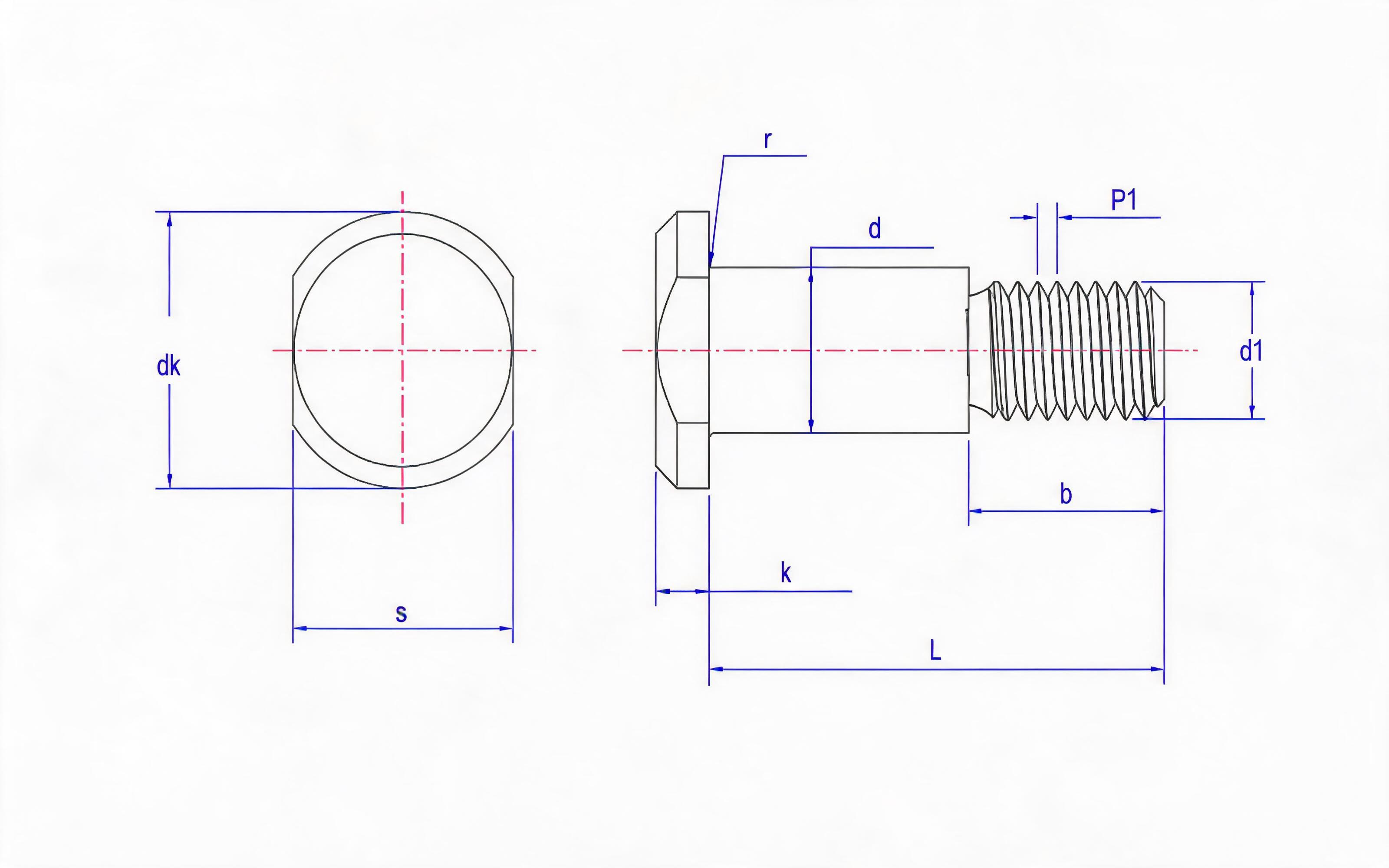 T-shaped pin roll with thread (T-shaped step bolt) Standard Drawing