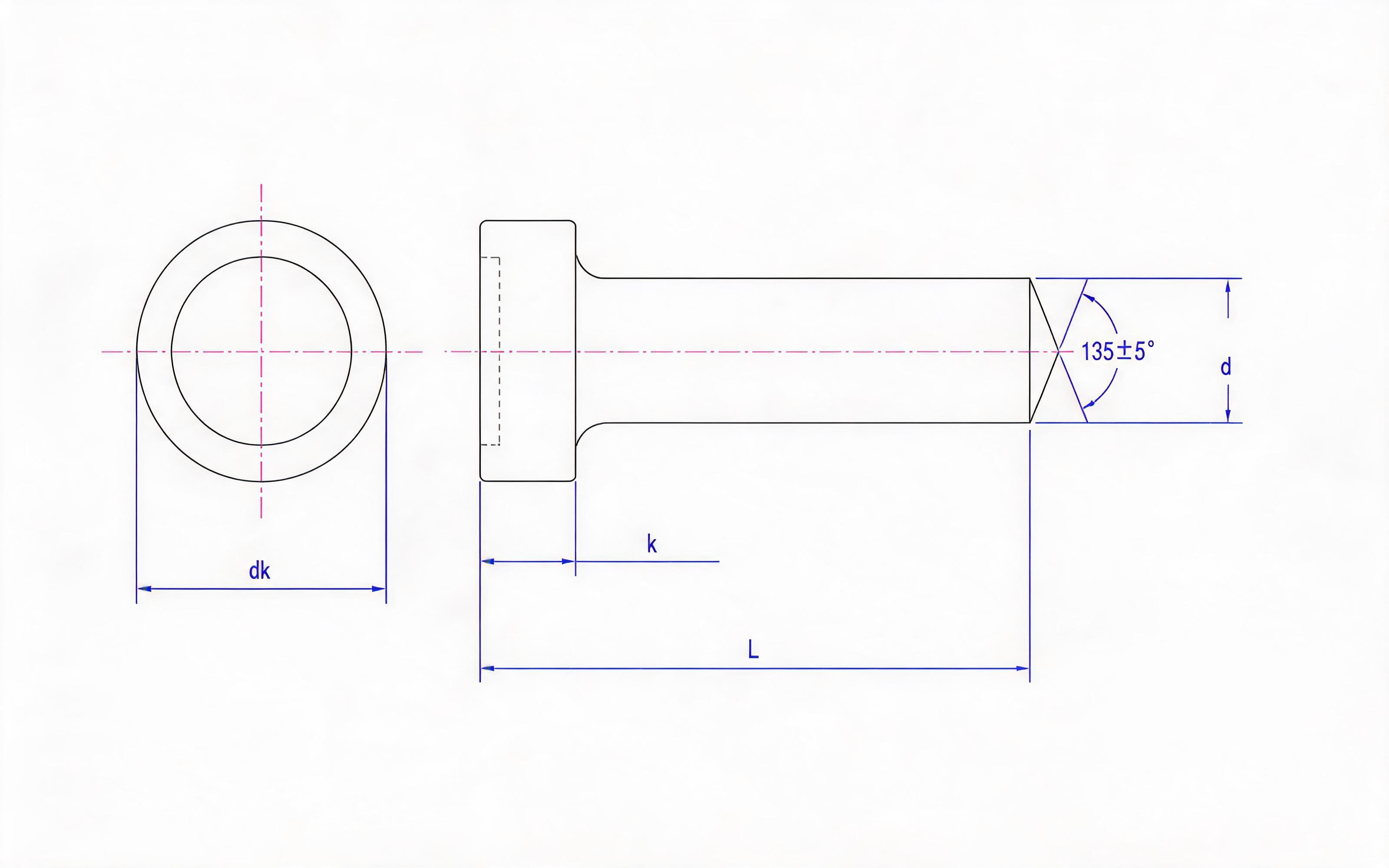 WELDED STUDS AND CERAMIC FERRULES FOR ARC STUD WELDING (TYPE SD - TYPE B TIP SHAPE) Standard Drawing
