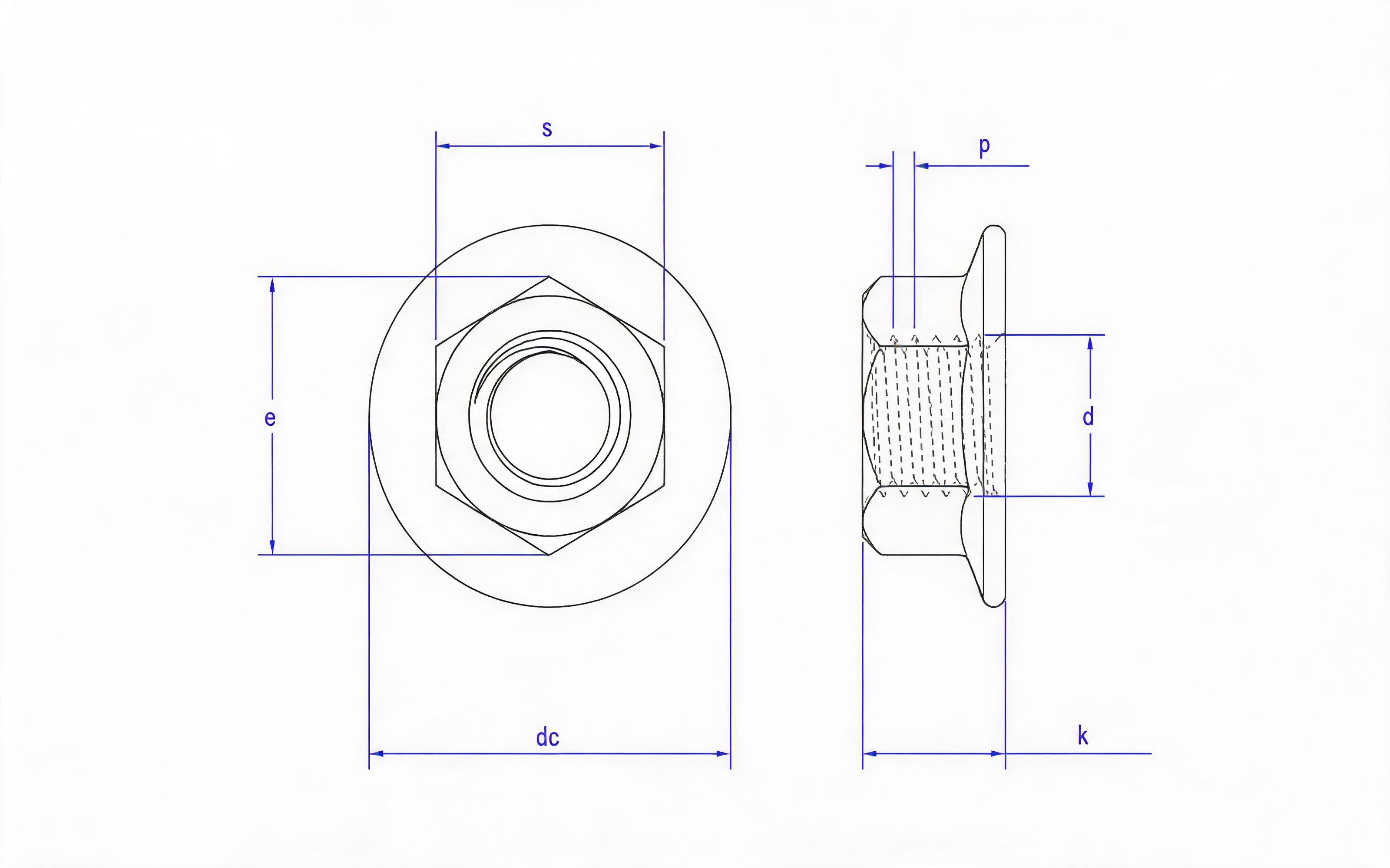 Hexagon flange nut Standard Drawing