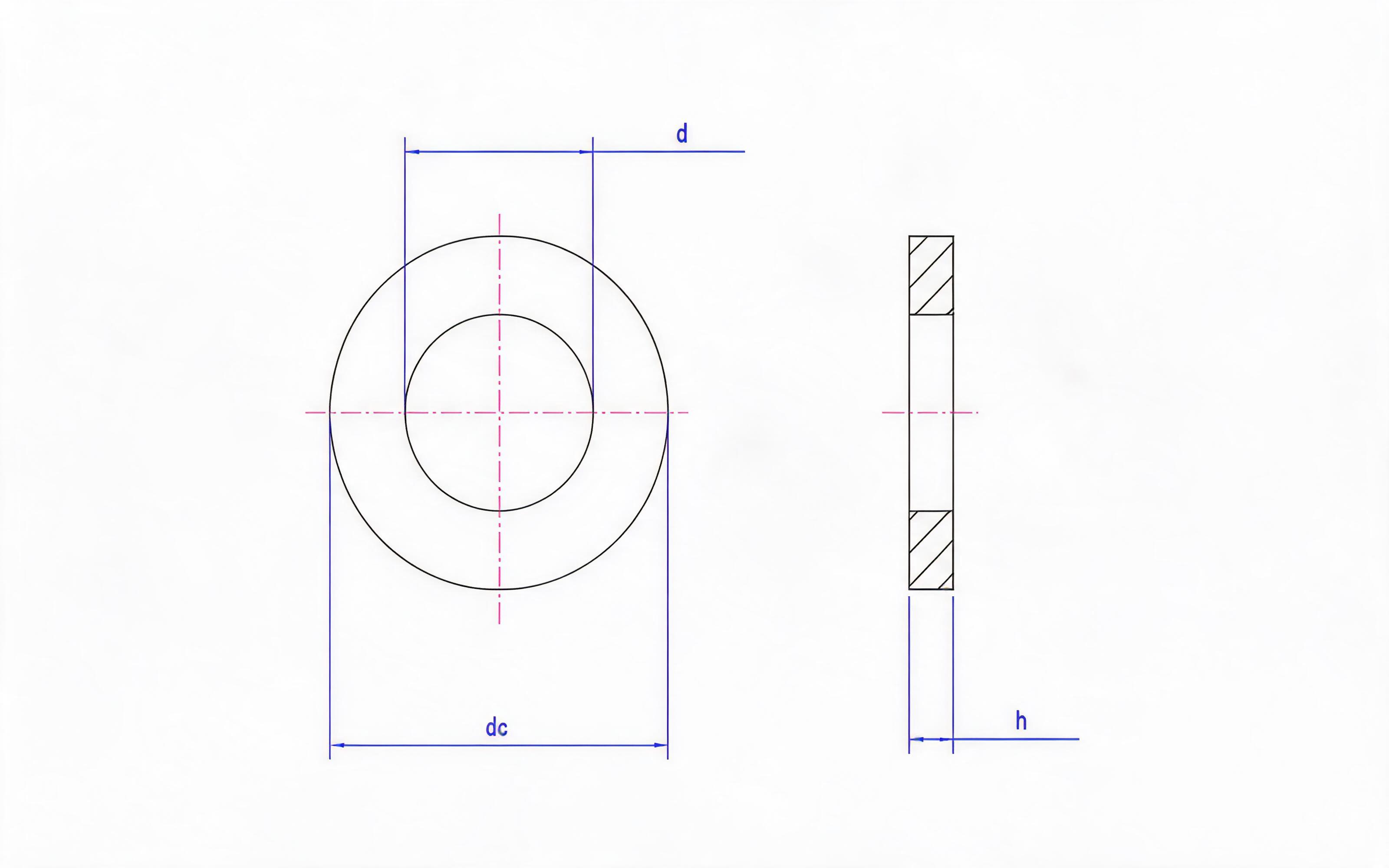 Small flat washer Standard Drawing