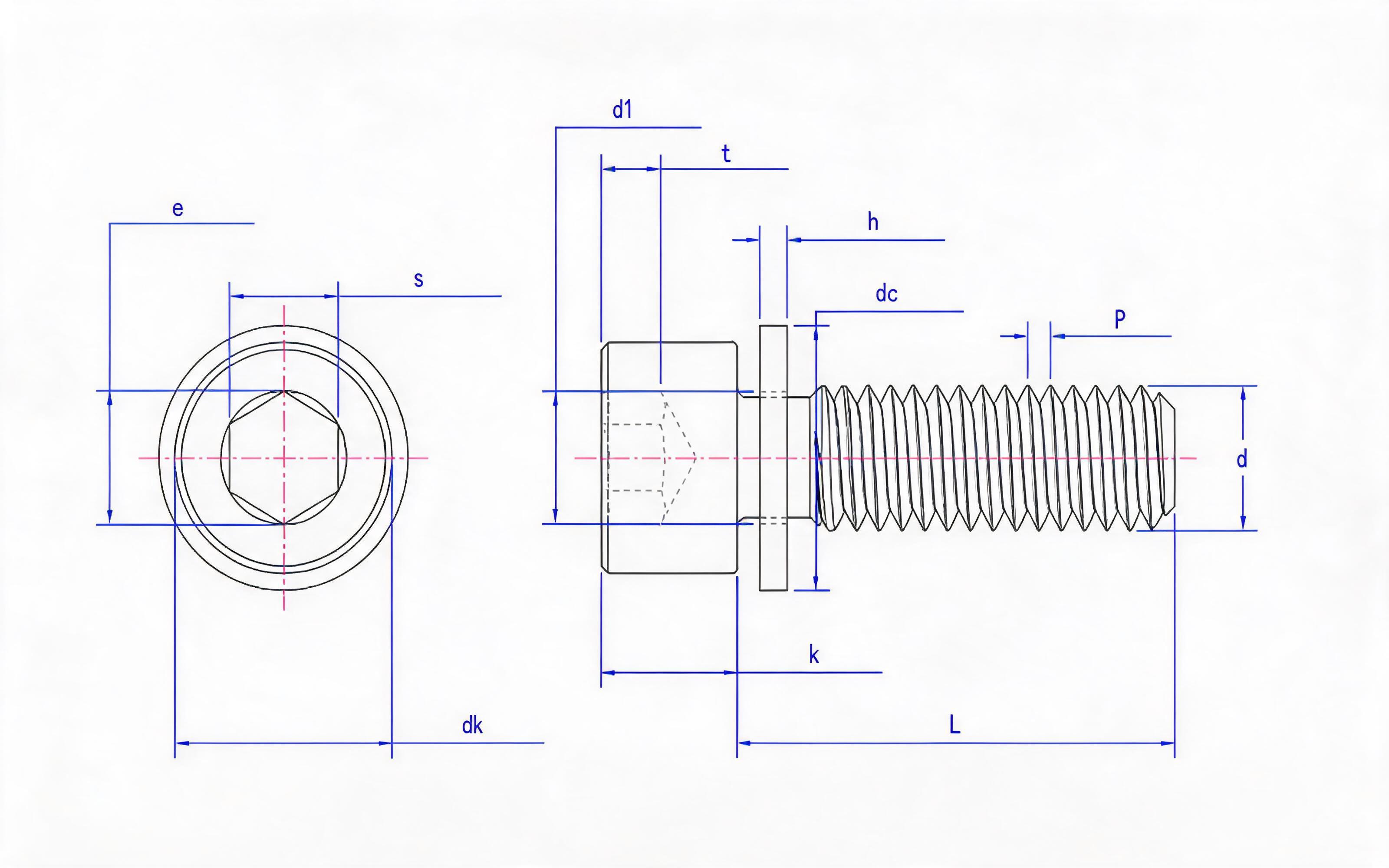 Hexagon socket head cap screw and small flat washer combination Standard Drawing