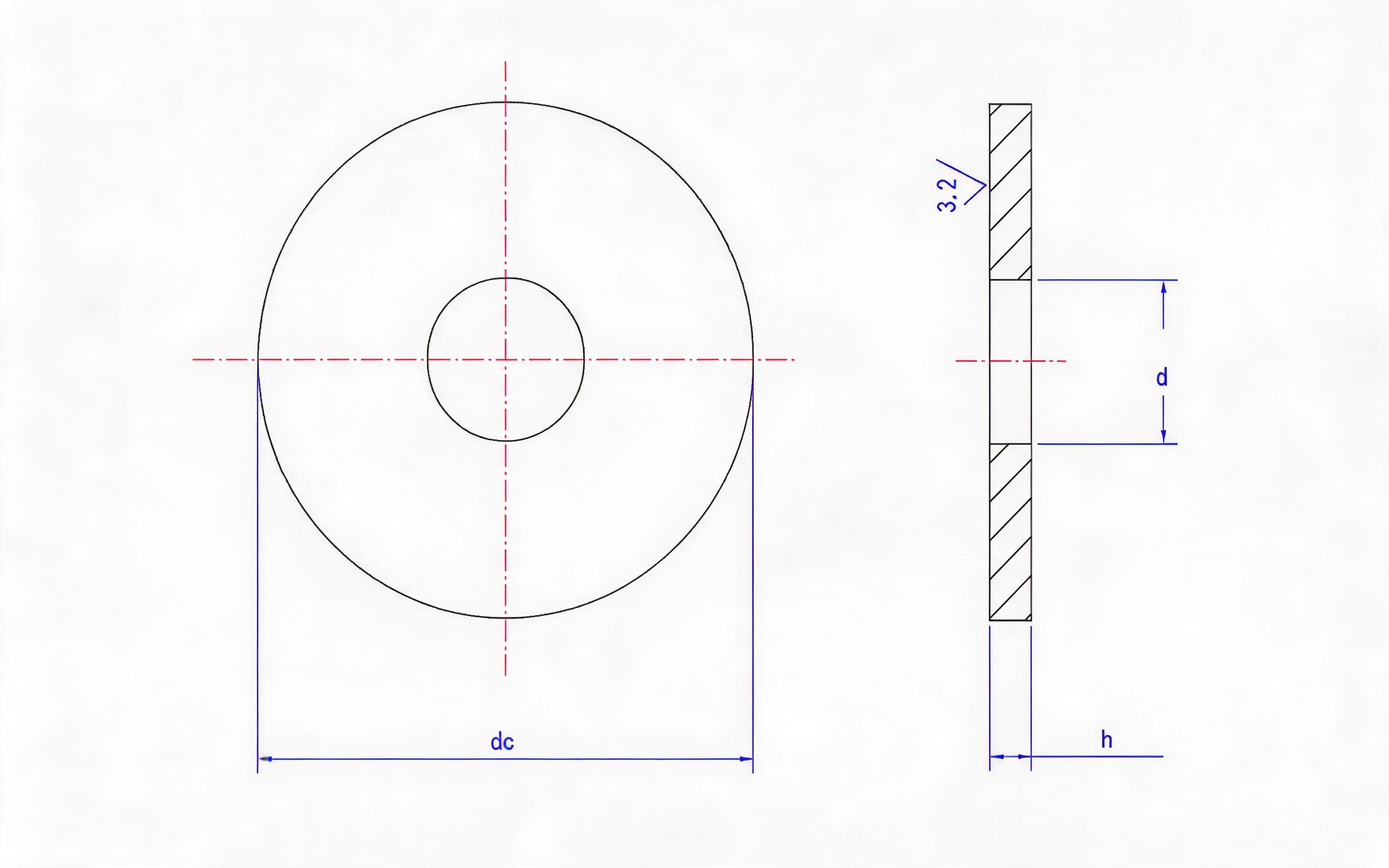 Large washer for assembly Standard Drawing