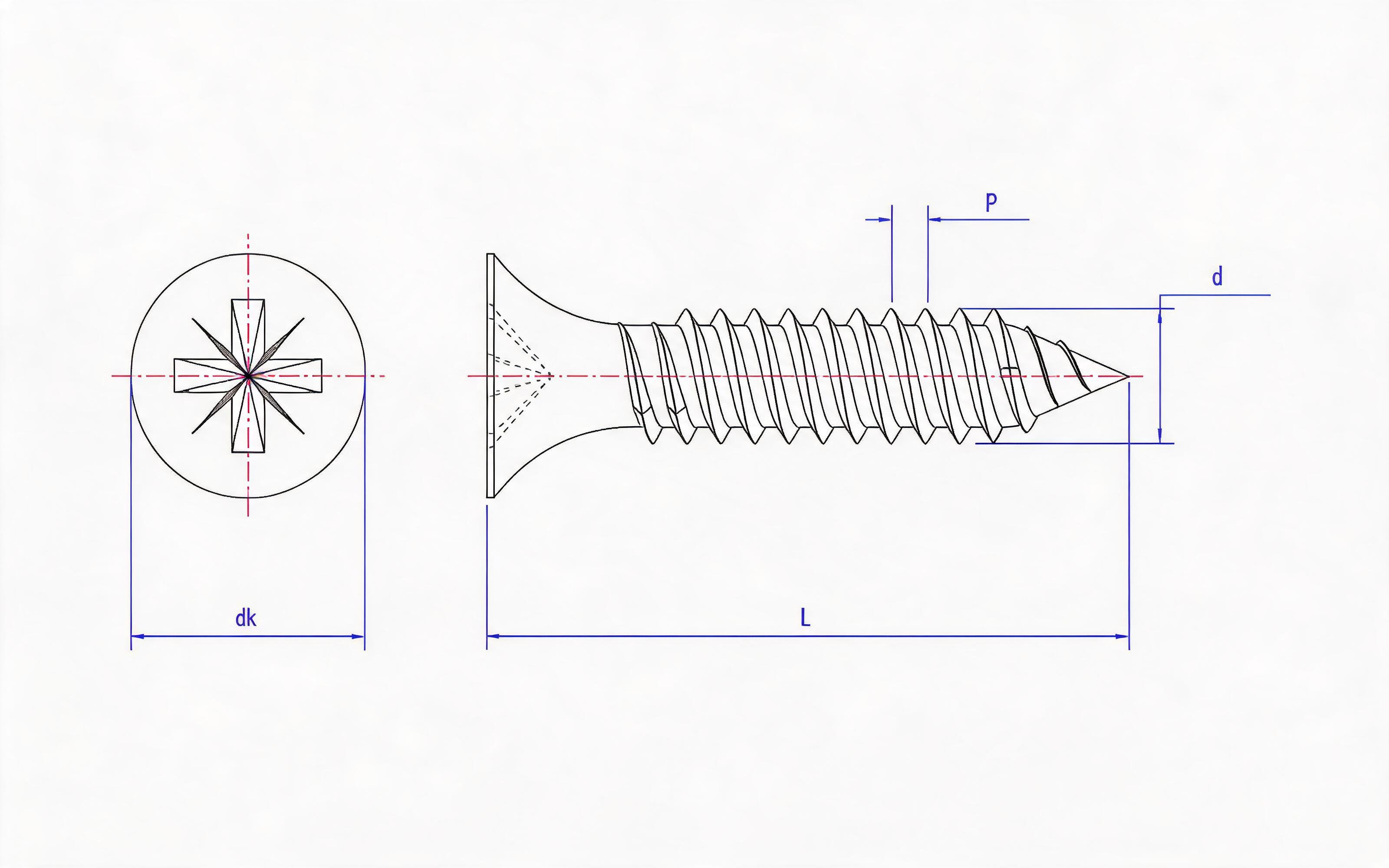 TN-type rice groove horn head double-thread dry wall nail Standard Drawing