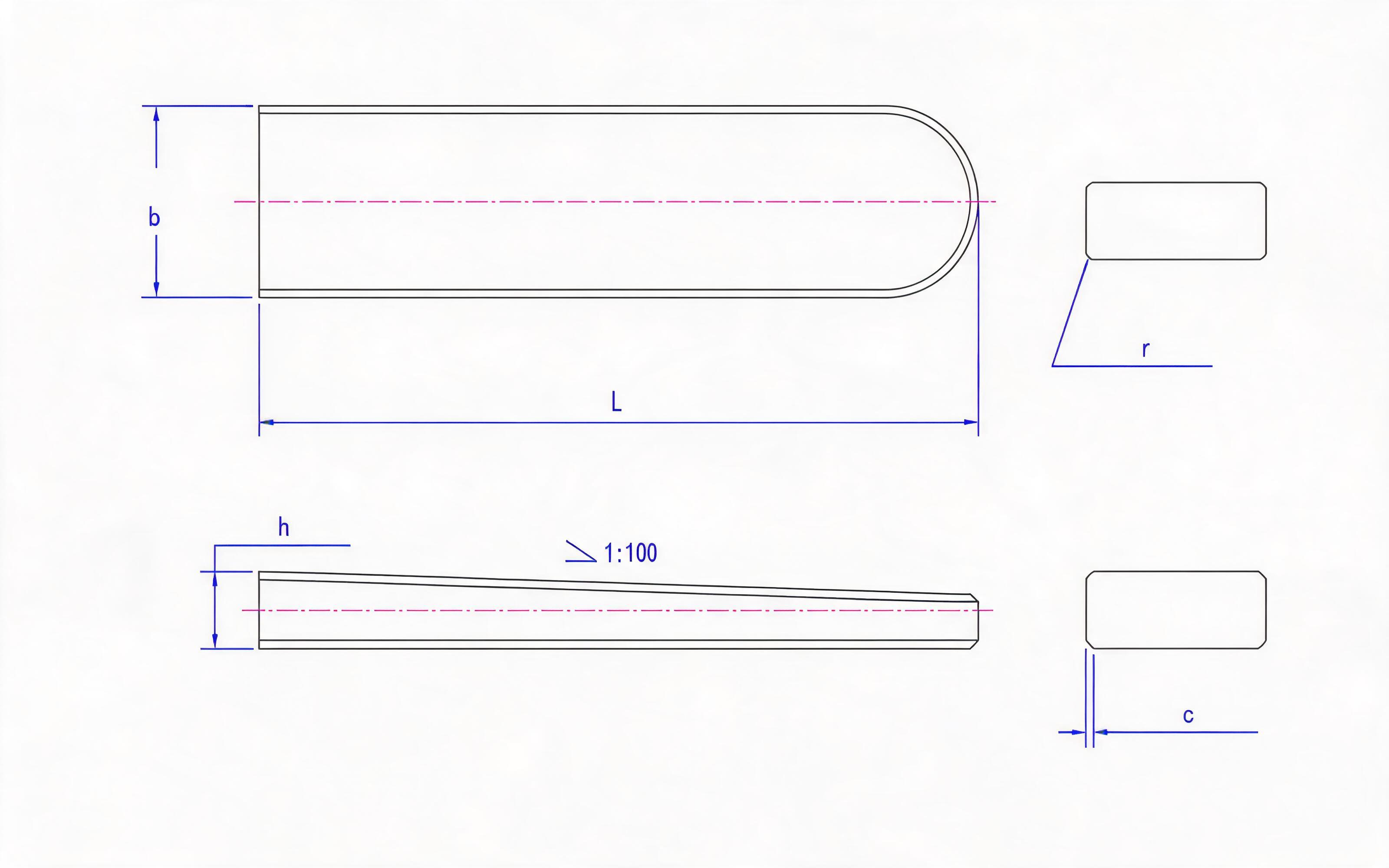 C-type thin flat key Standard Drawing