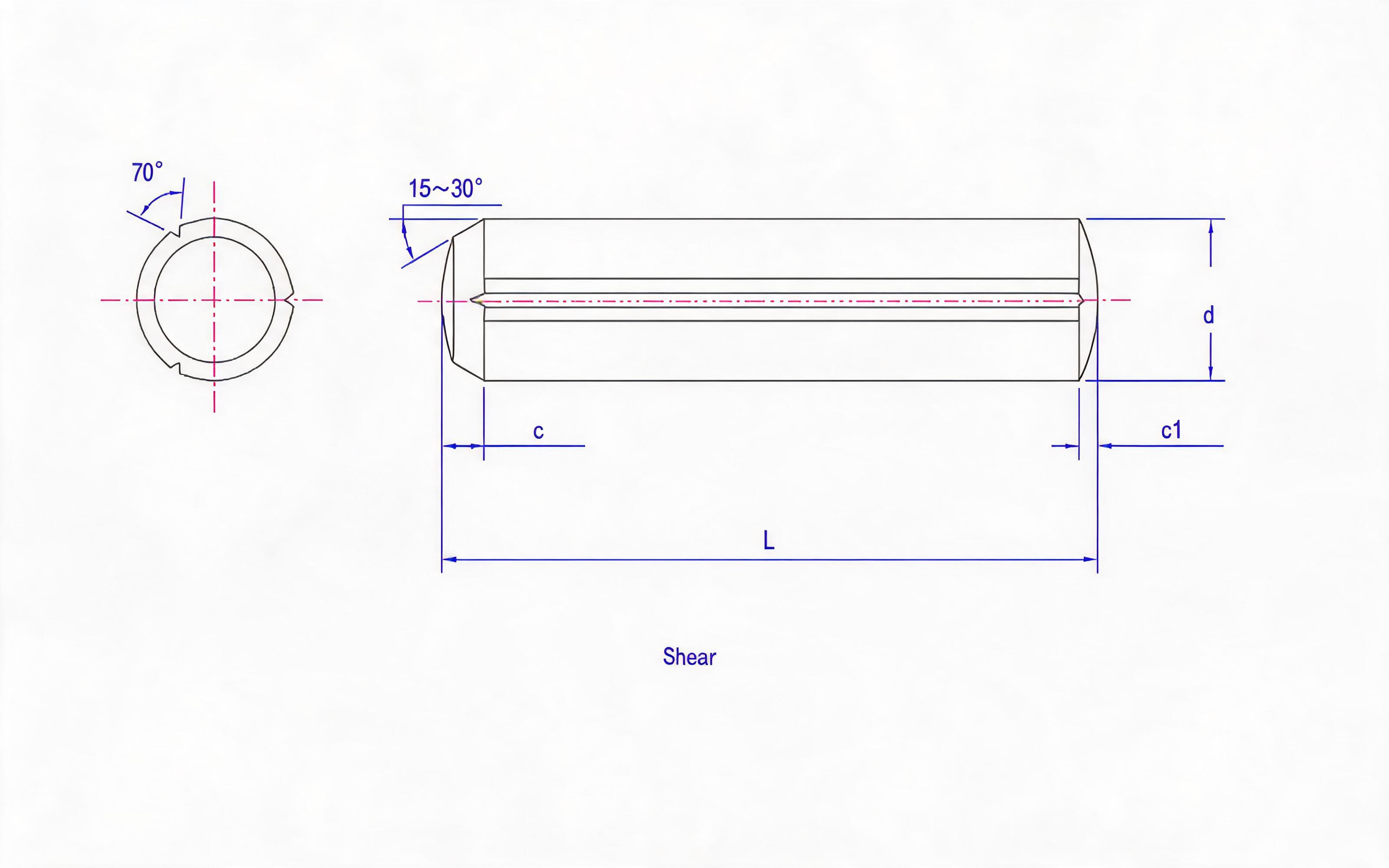 GROOVE PIN FULL LENGTH PARALLEL CHAMFER SLOTS Standard Drawing