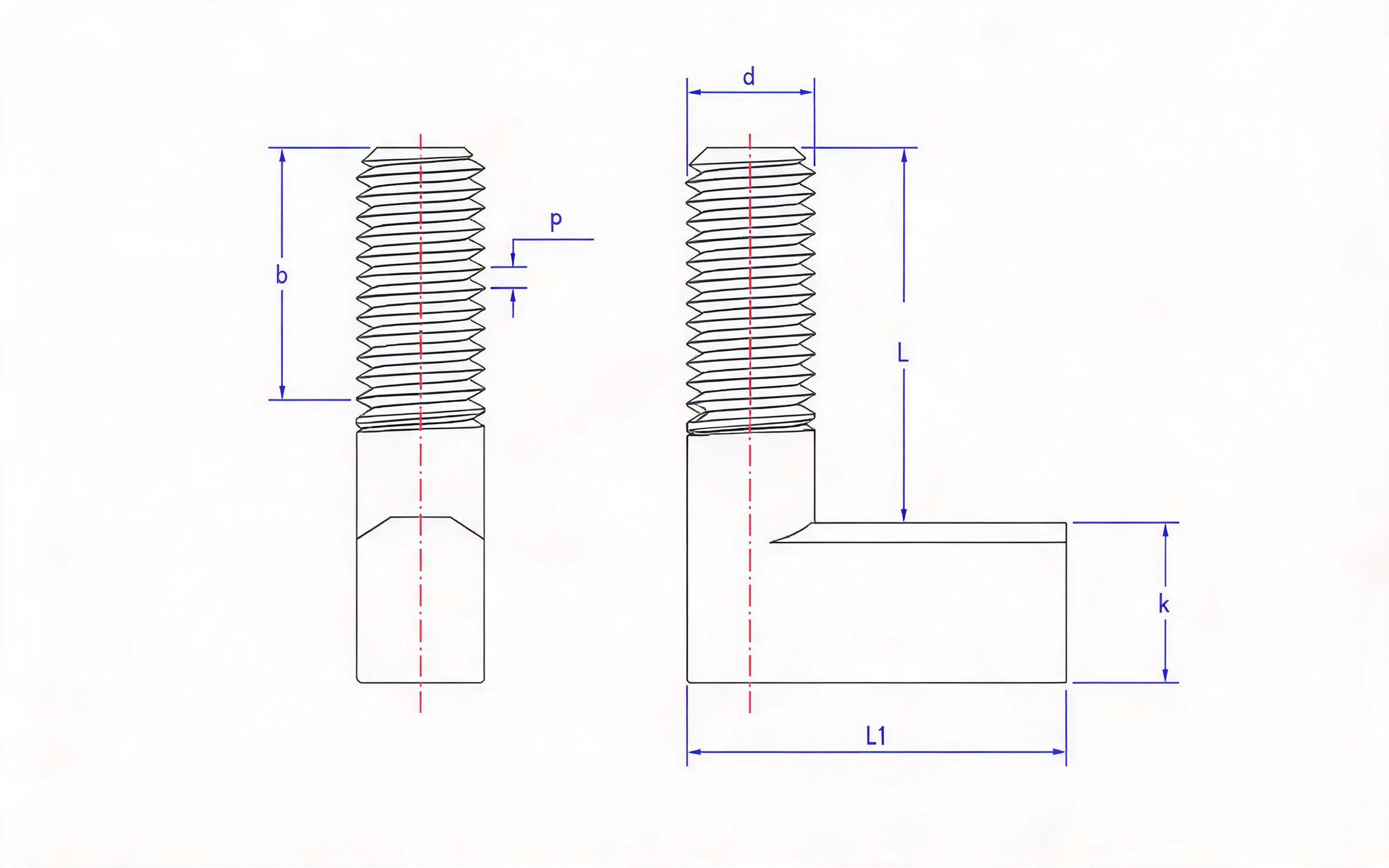 Bent type coarse rod bolt (clamp bolt) Standard Drawing