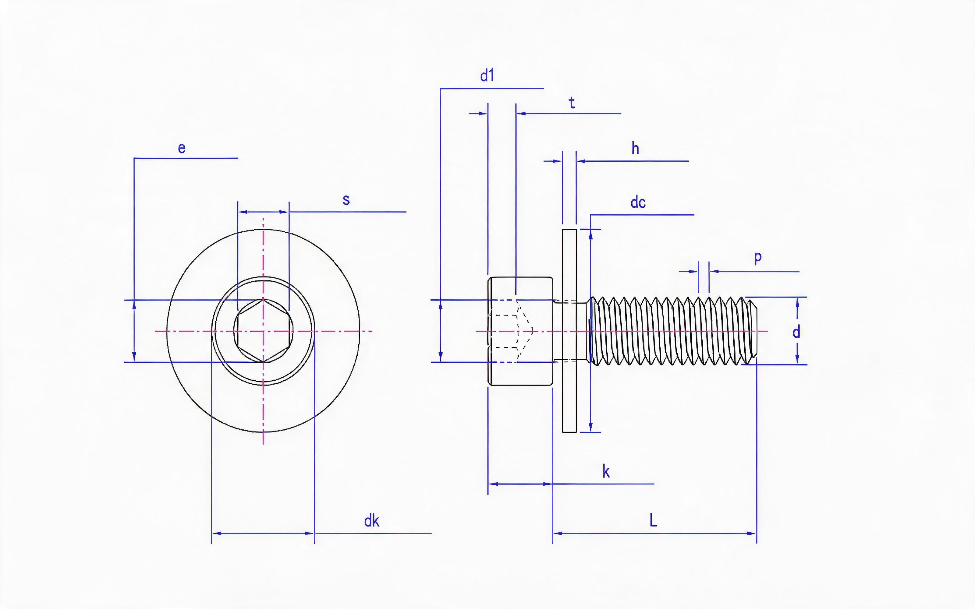 Hexagon socket head cap screw and large flat washer combination Standard Drawing