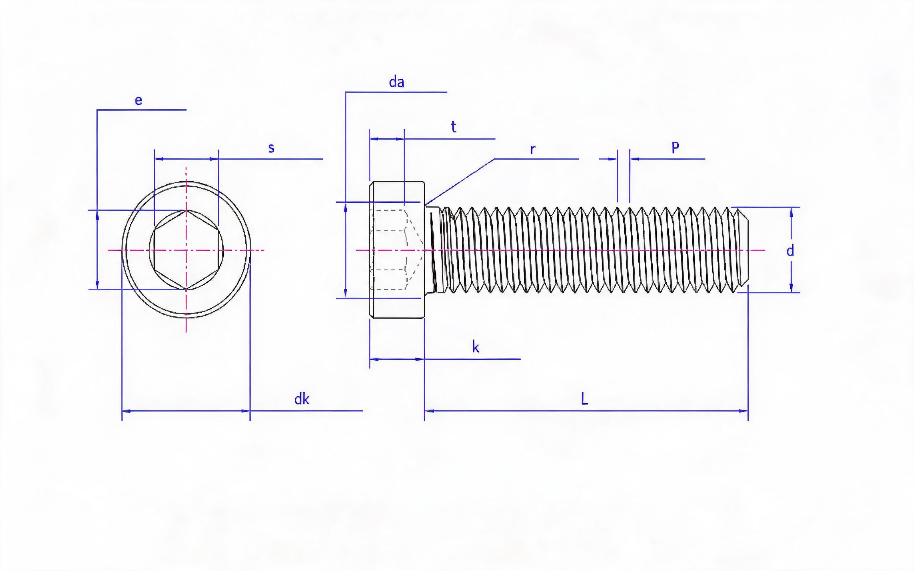 Hexagon socket head cap screw Standard Drawing