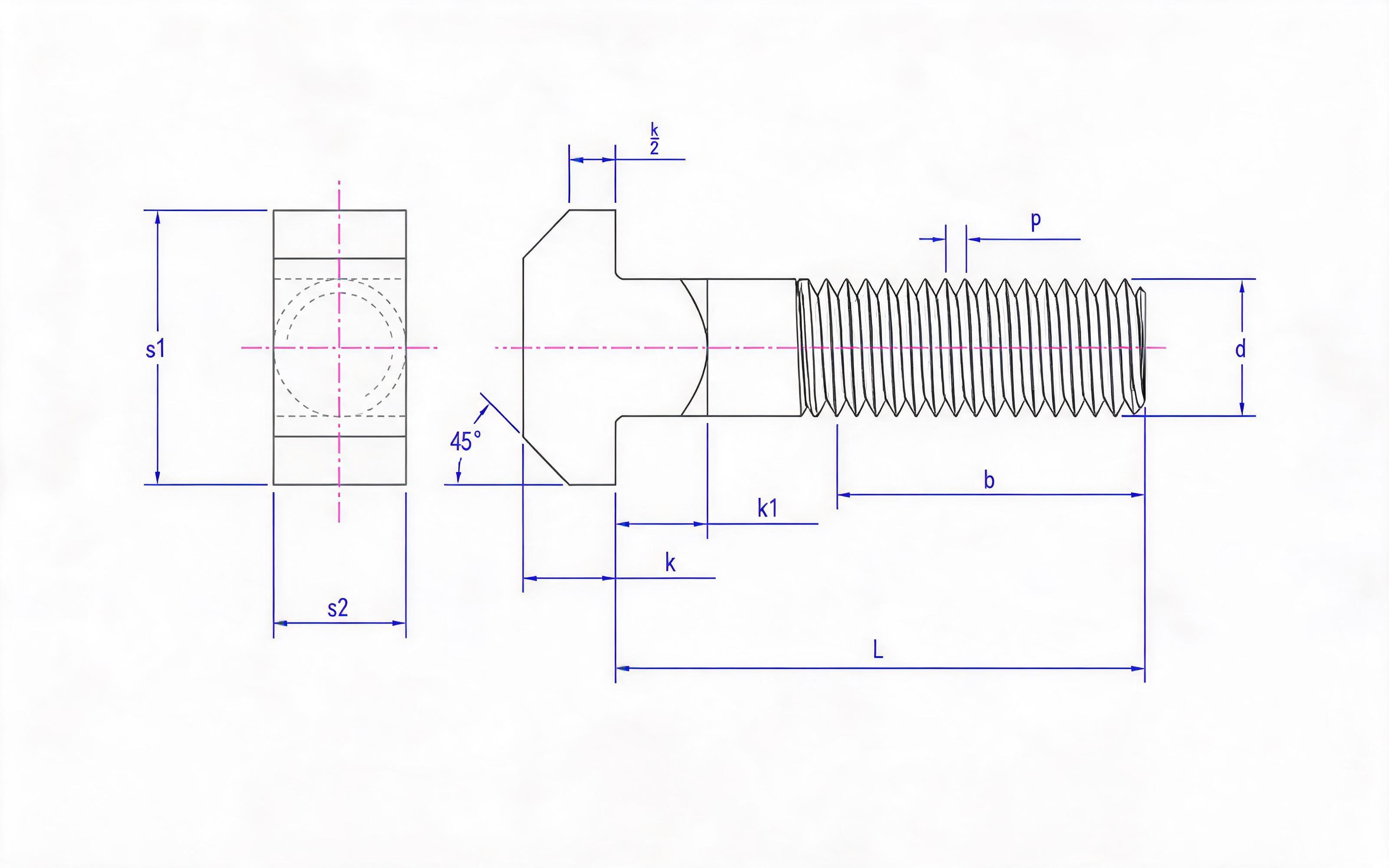 Large head T-head bolt Standard Drawing