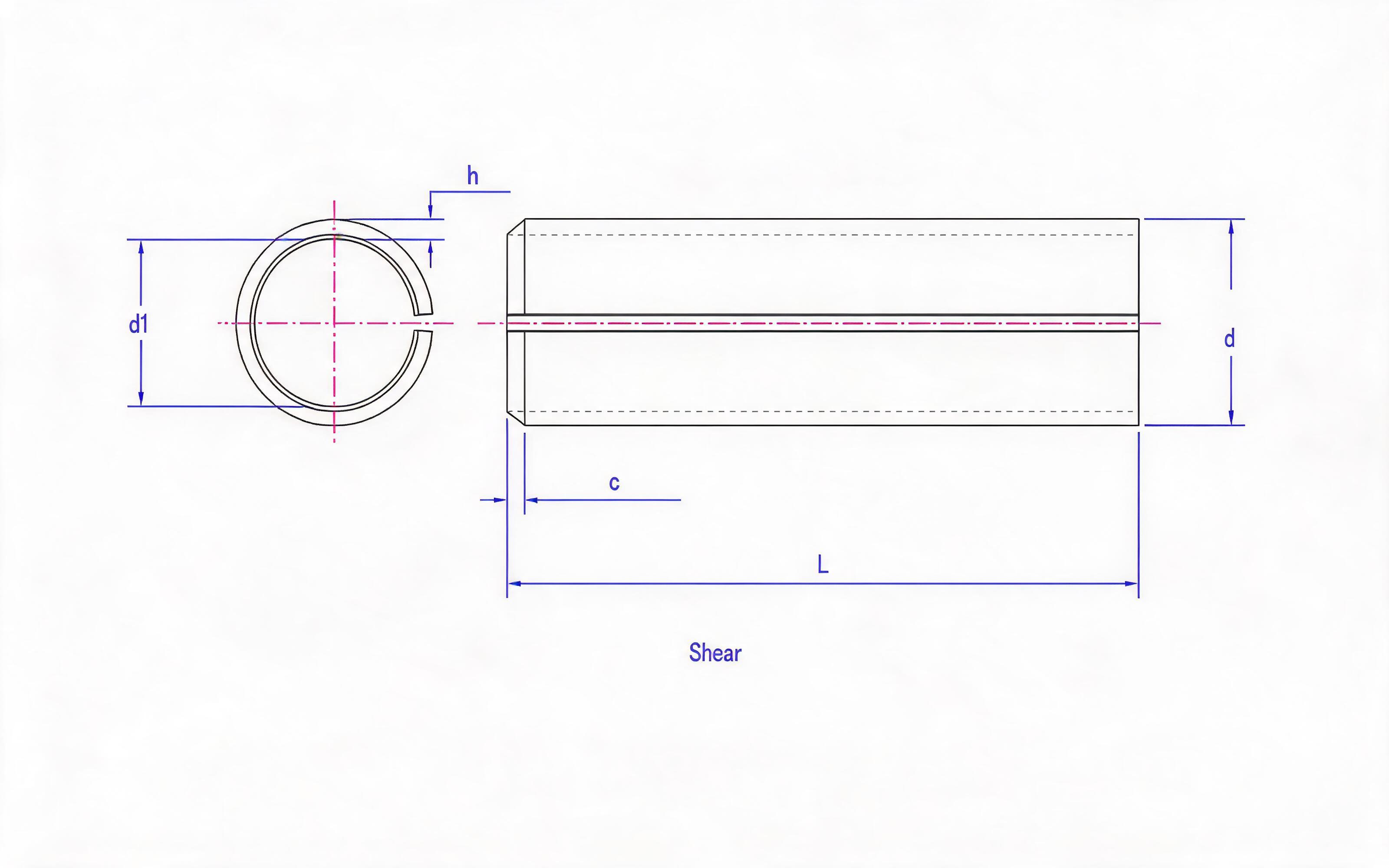 Light Slotted Elastic Cylindrical Pin Standard Drawing