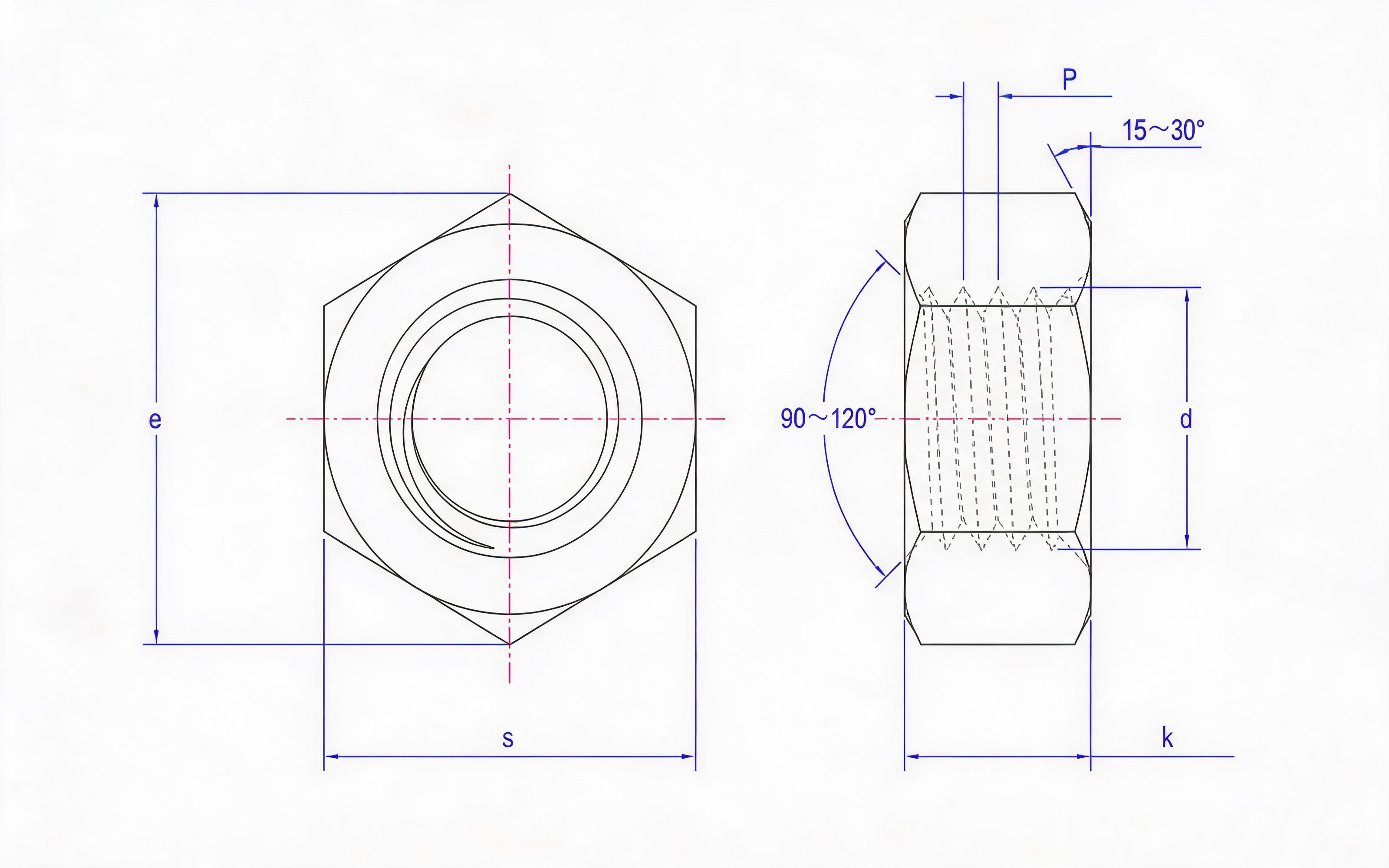 Type 1 hexagon nut Standard Drawing