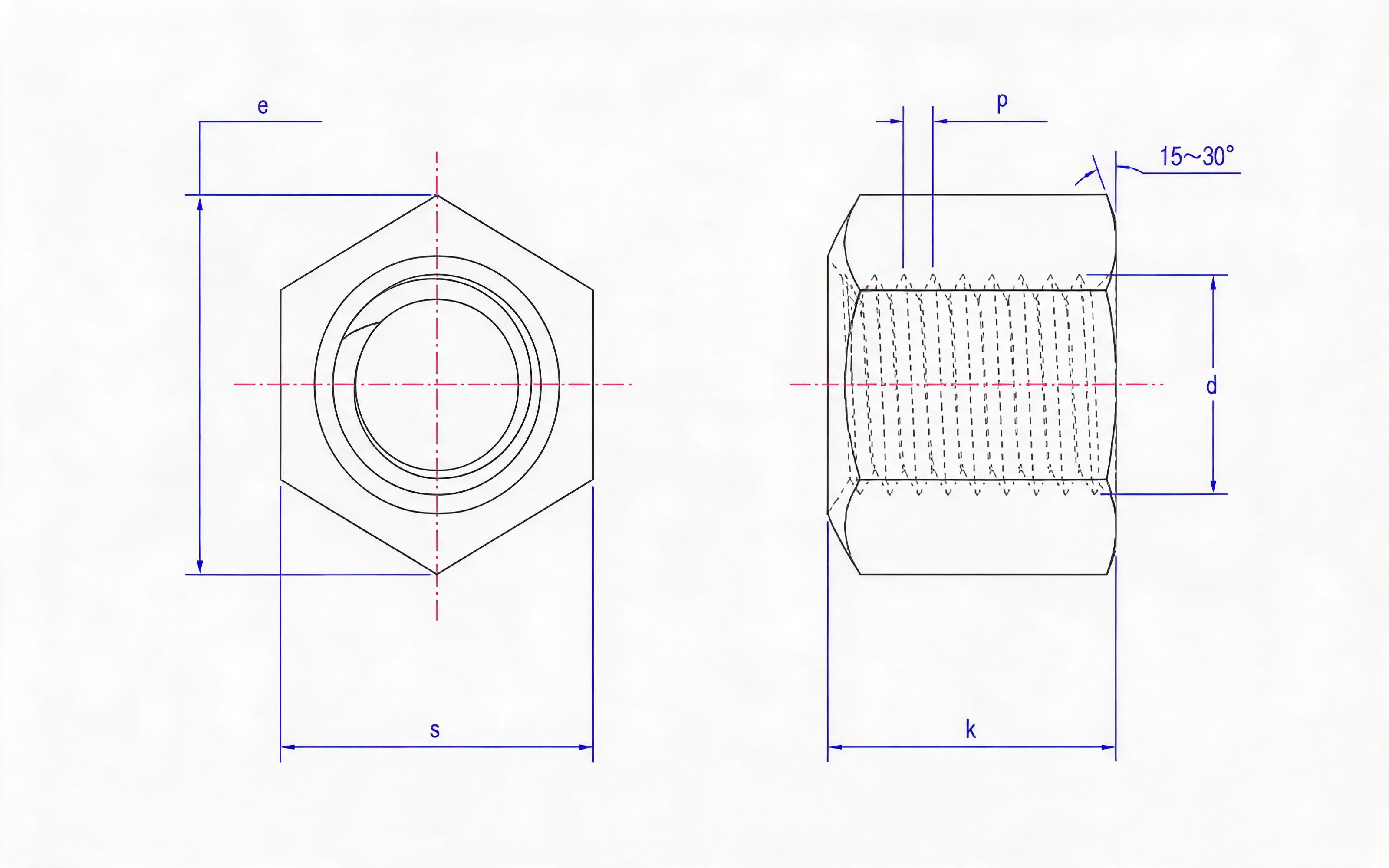 Spherical hexagon nut Standard Drawing