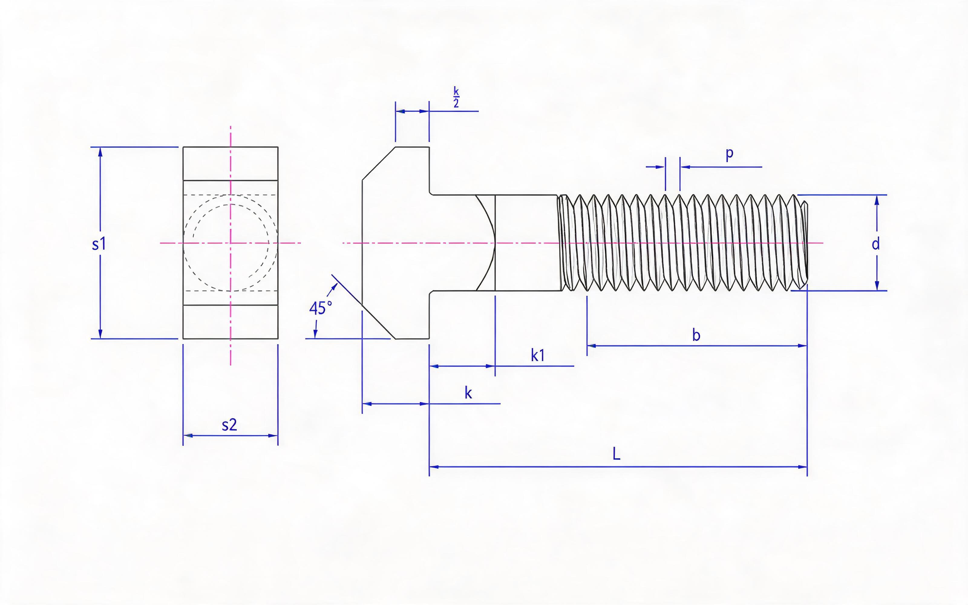 Large head T-head bolt Standard Drawing