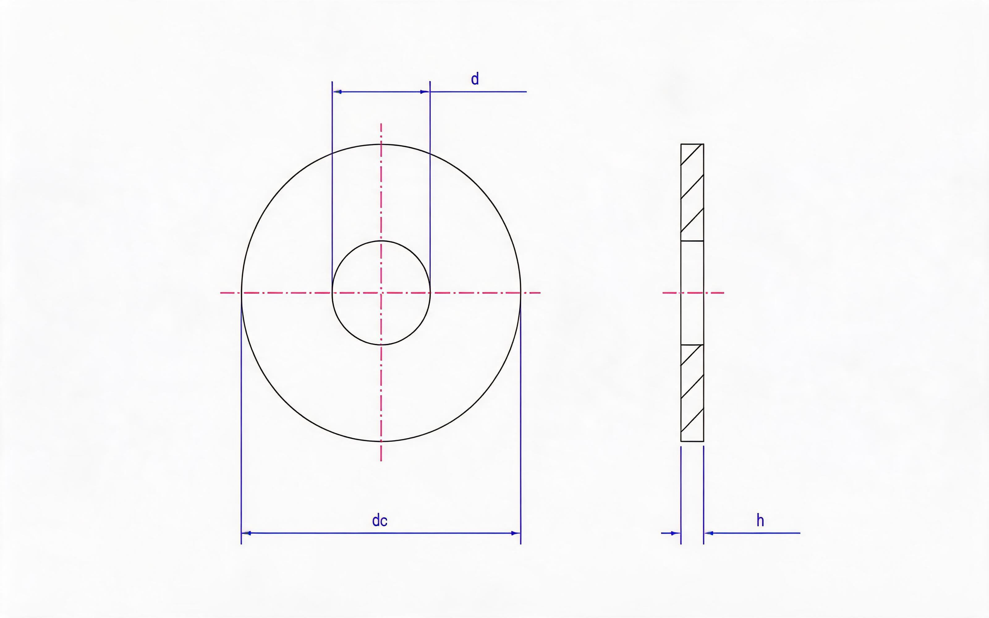 Large flat washer Standard Drawing