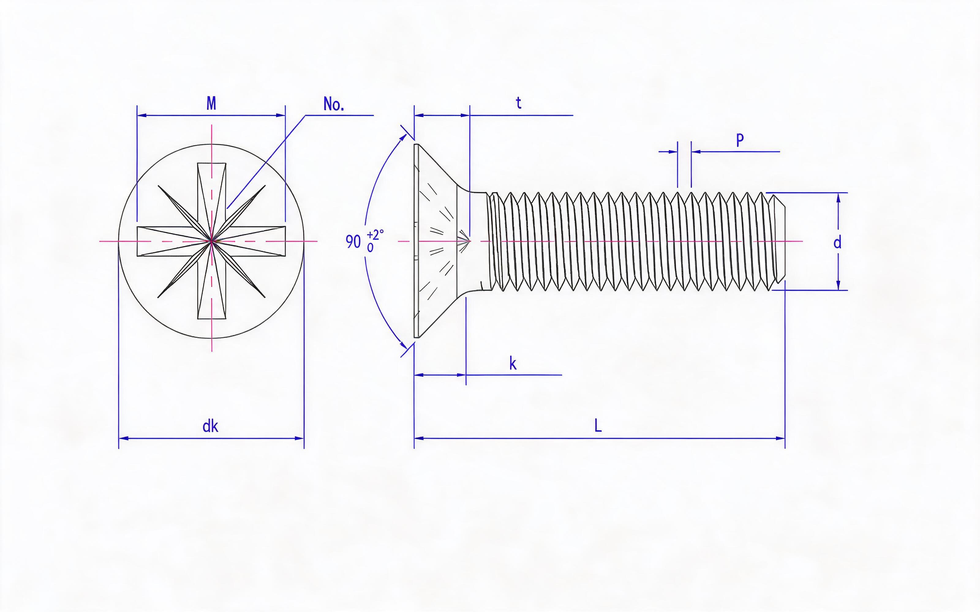 RAISED SLOT COUNTERSUNK SCREW (Z-SLOT) Standard Drawing