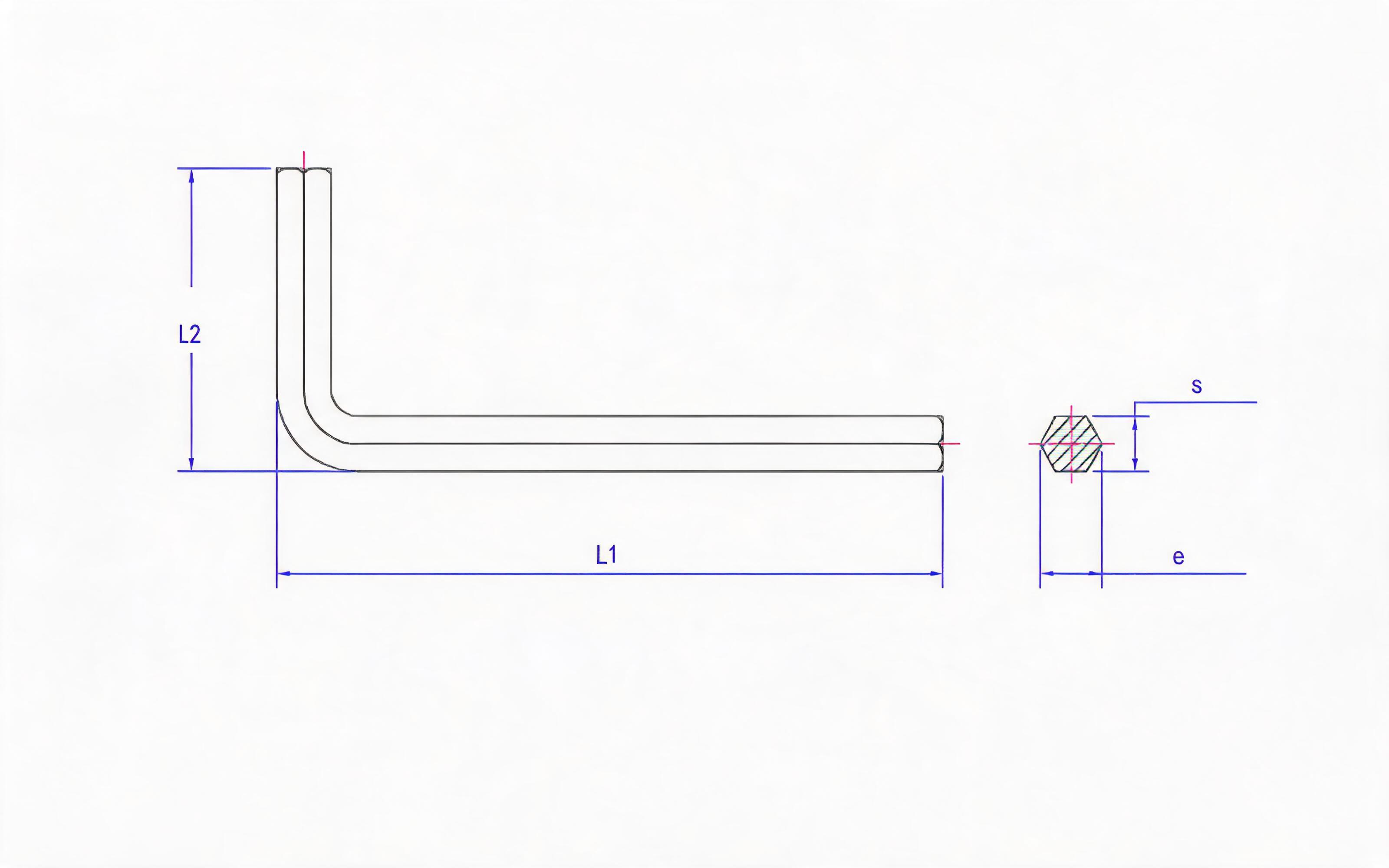 Long hexagon socket wrench Standard Drawing