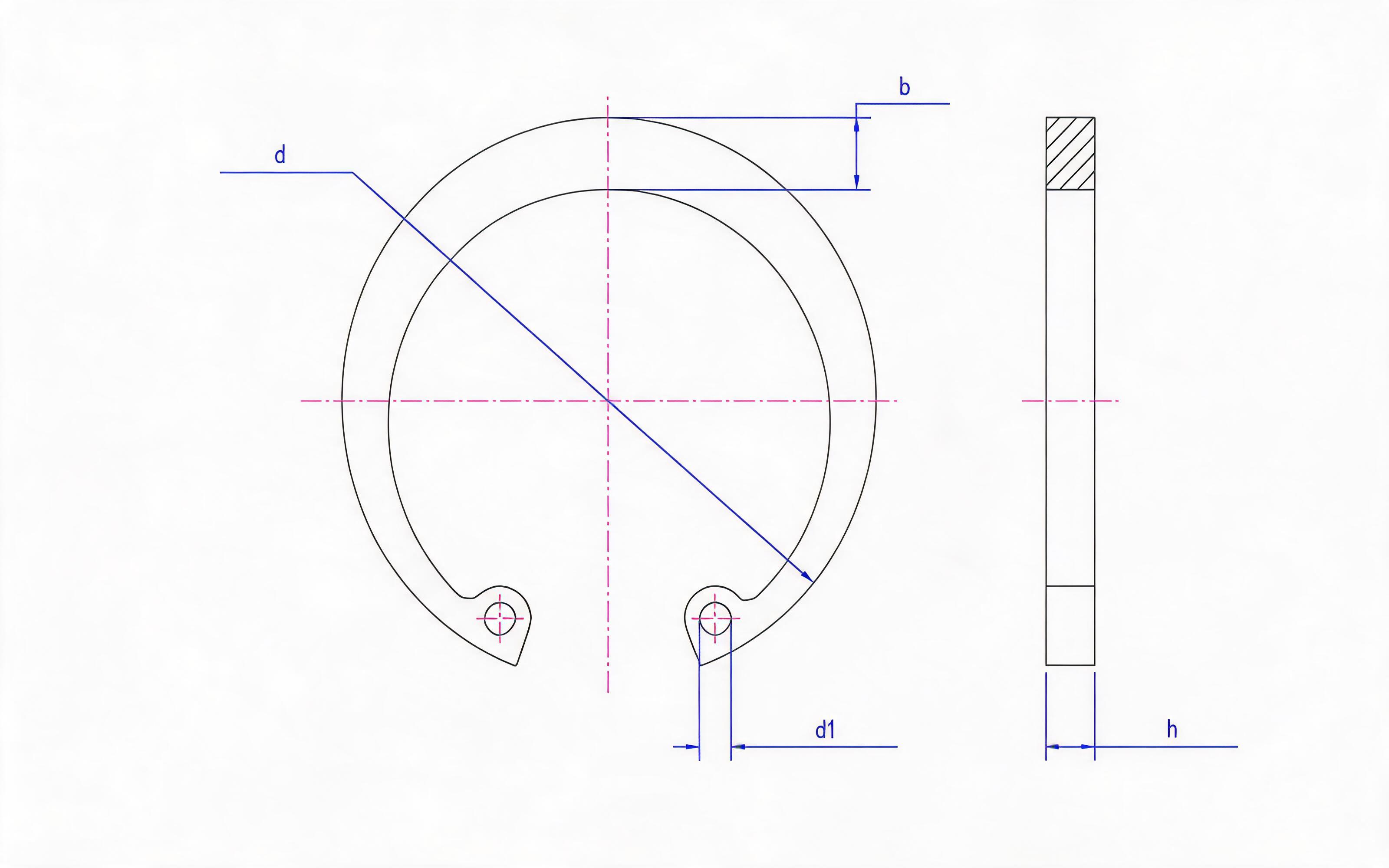 Elastic retaining ring for type A hole Standard Drawing