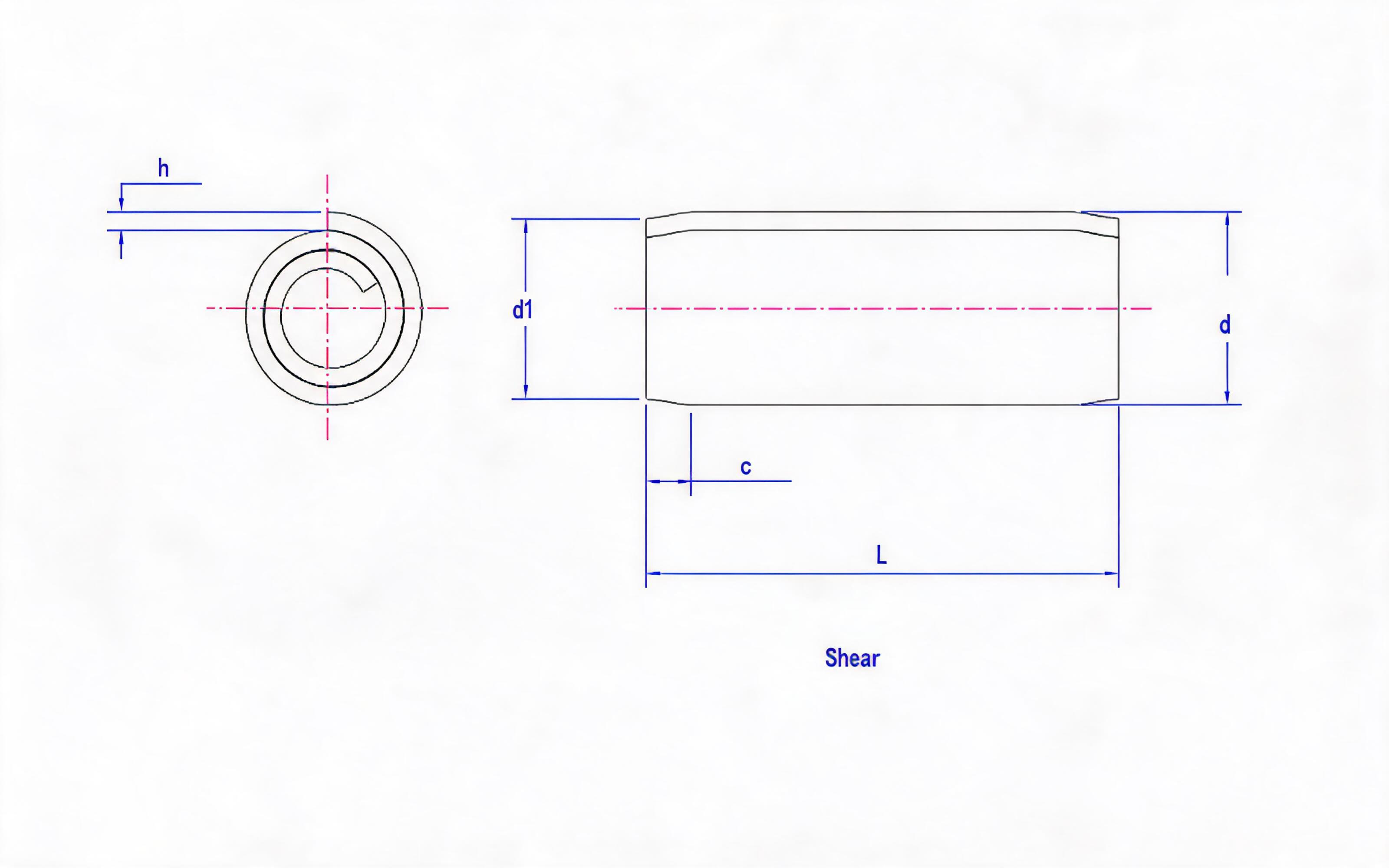 Heavy-duty coiled elastic cylindrical pin (austenitic stainless steel) Standard Drawing