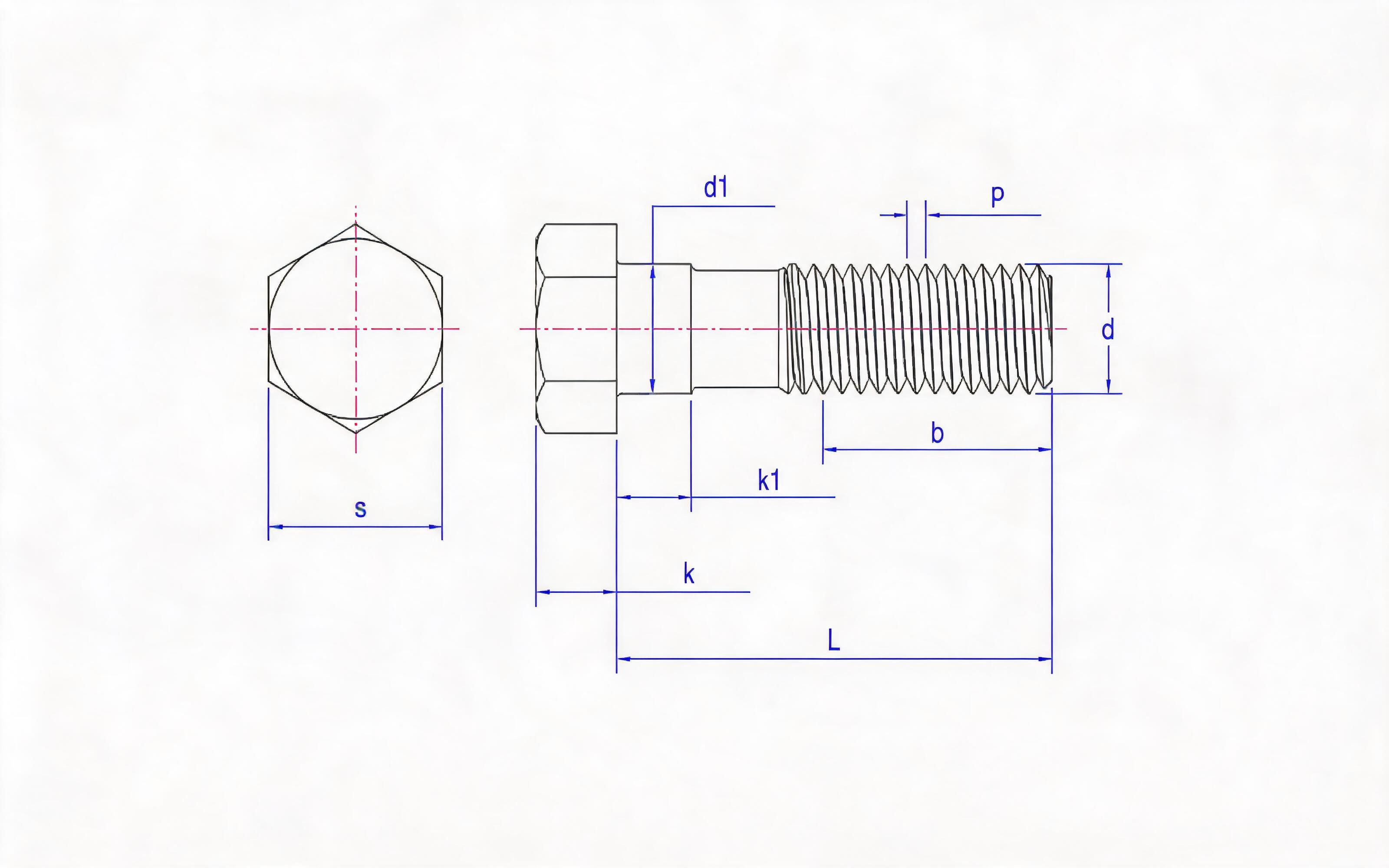 Hexagon head guide neck bolt Standard Drawing