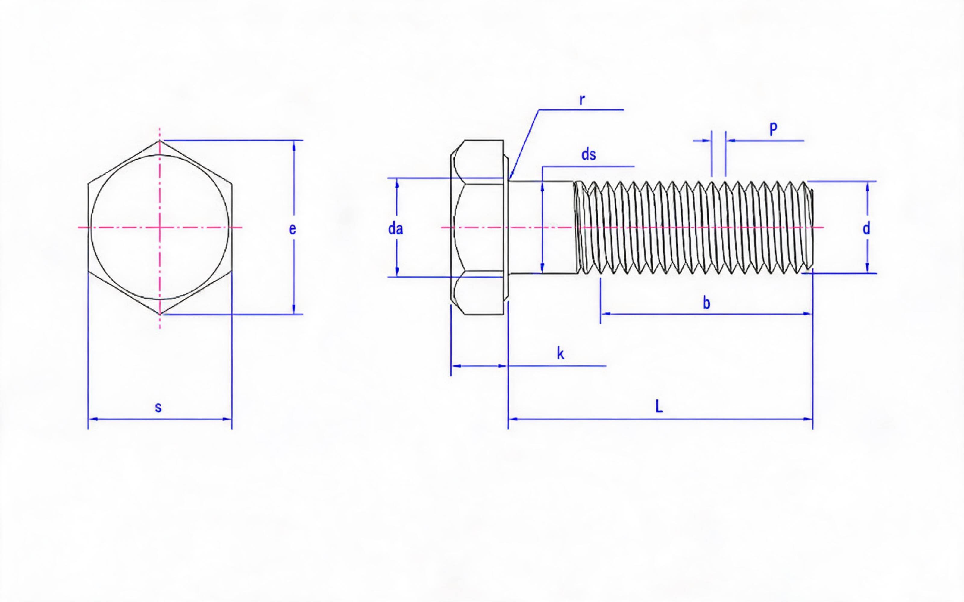 Hexagon head bolt Standard Drawing