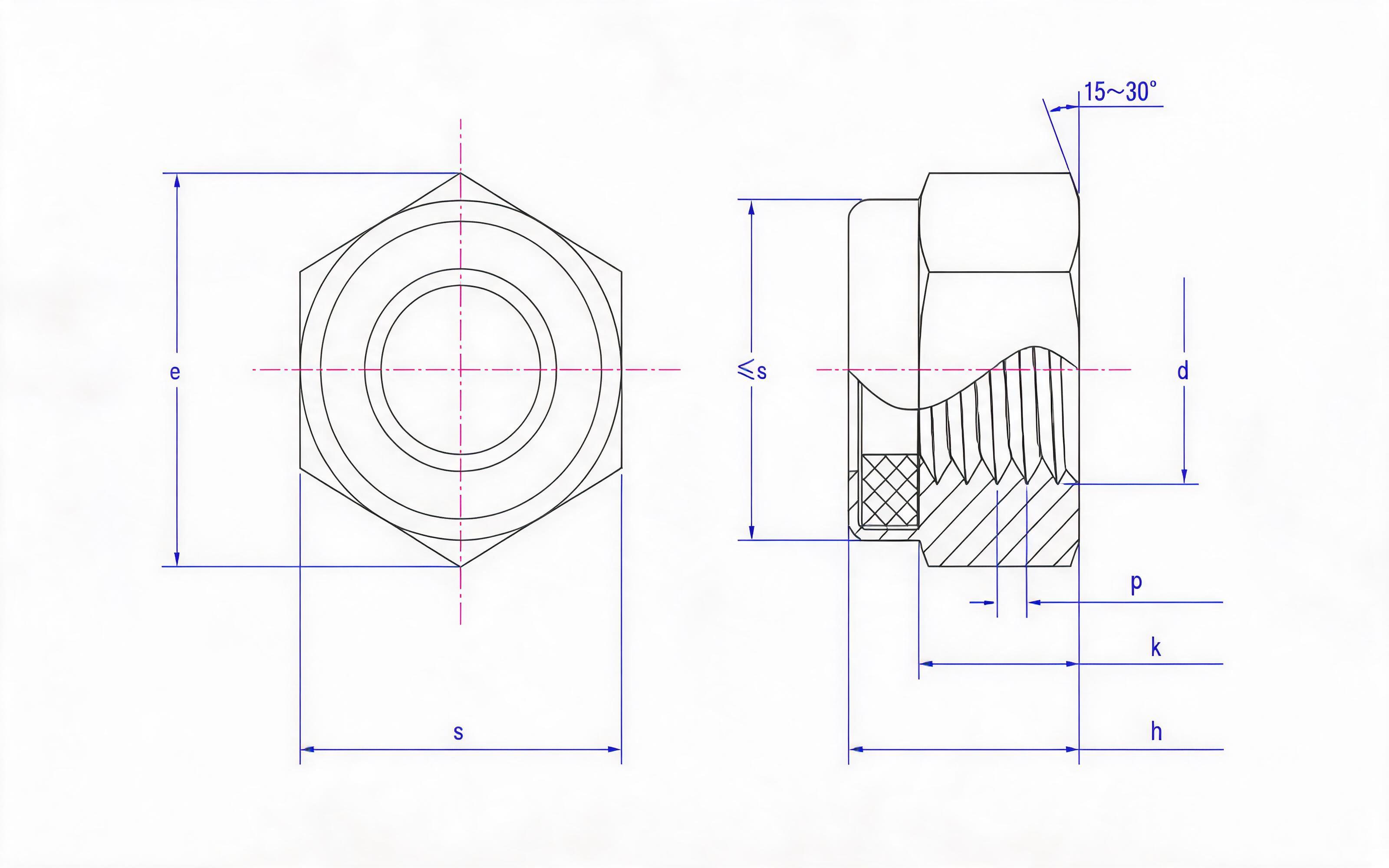NONMETALLIC INSERT THIN LOCK NUT Standard Drawing