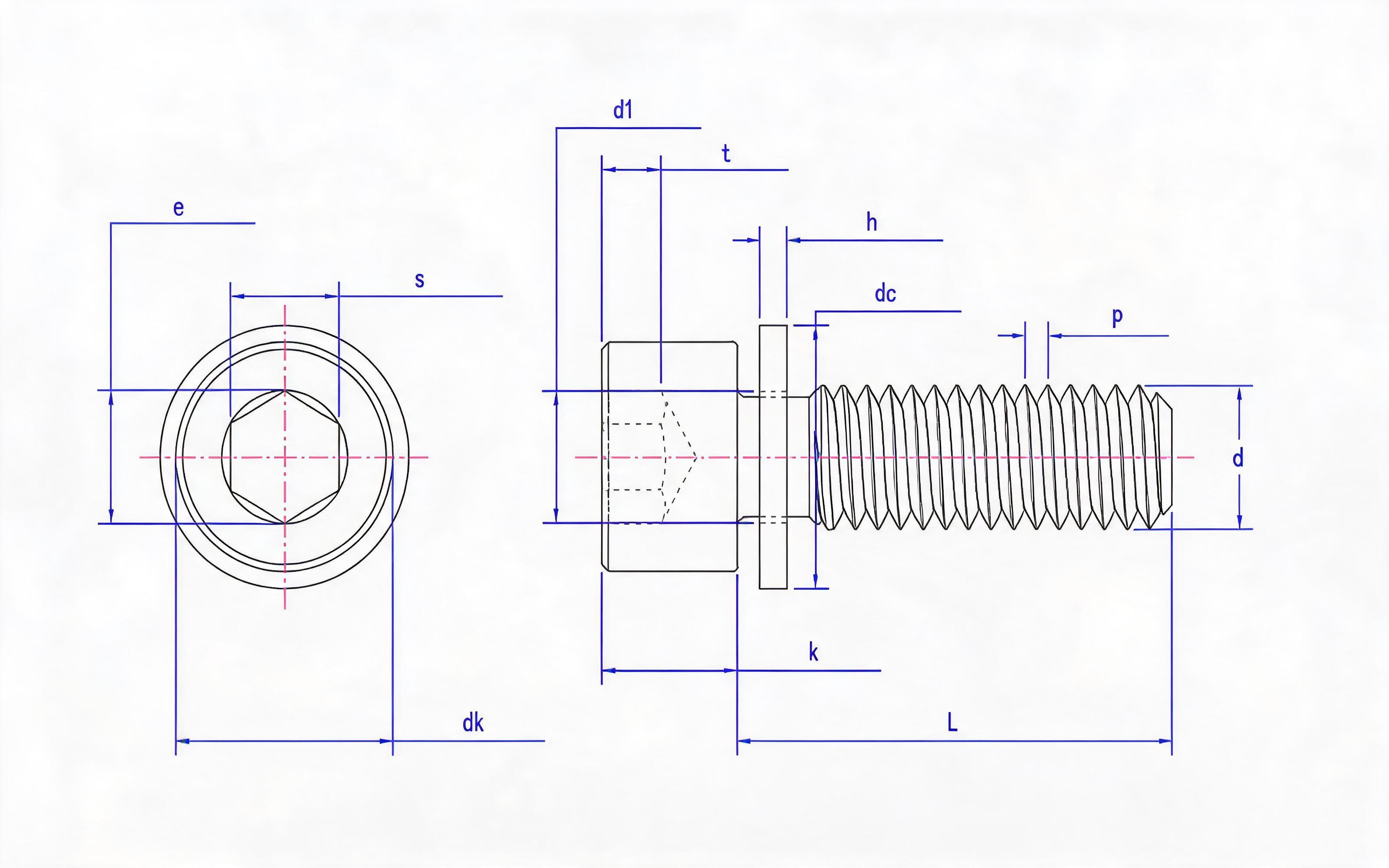 Hexagon socket head cap screw and flat washer combination Standard Drawing