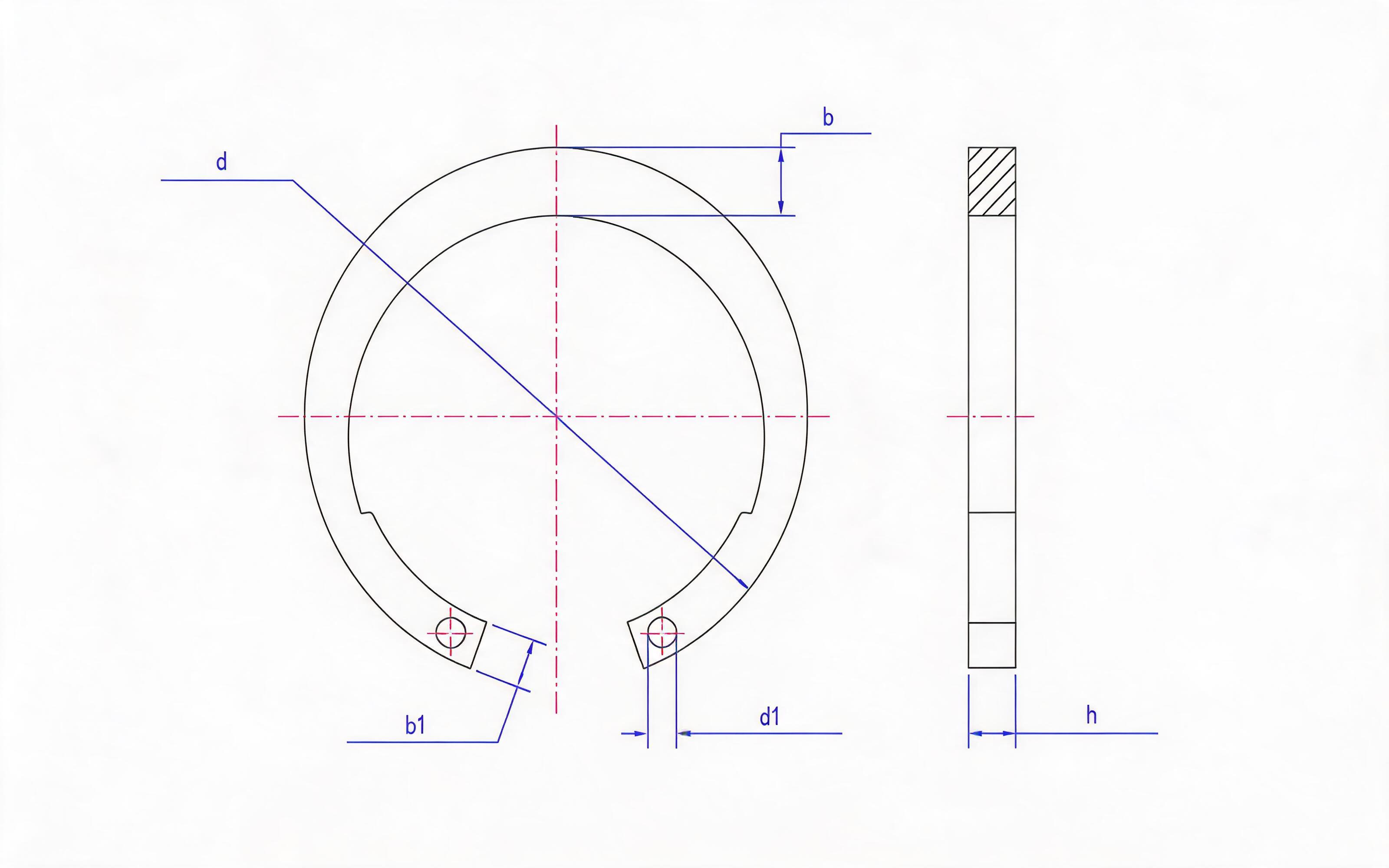 Clamp spring for ordinary hole (Fig. 1, d ≥ 170mm) Standard Drawing