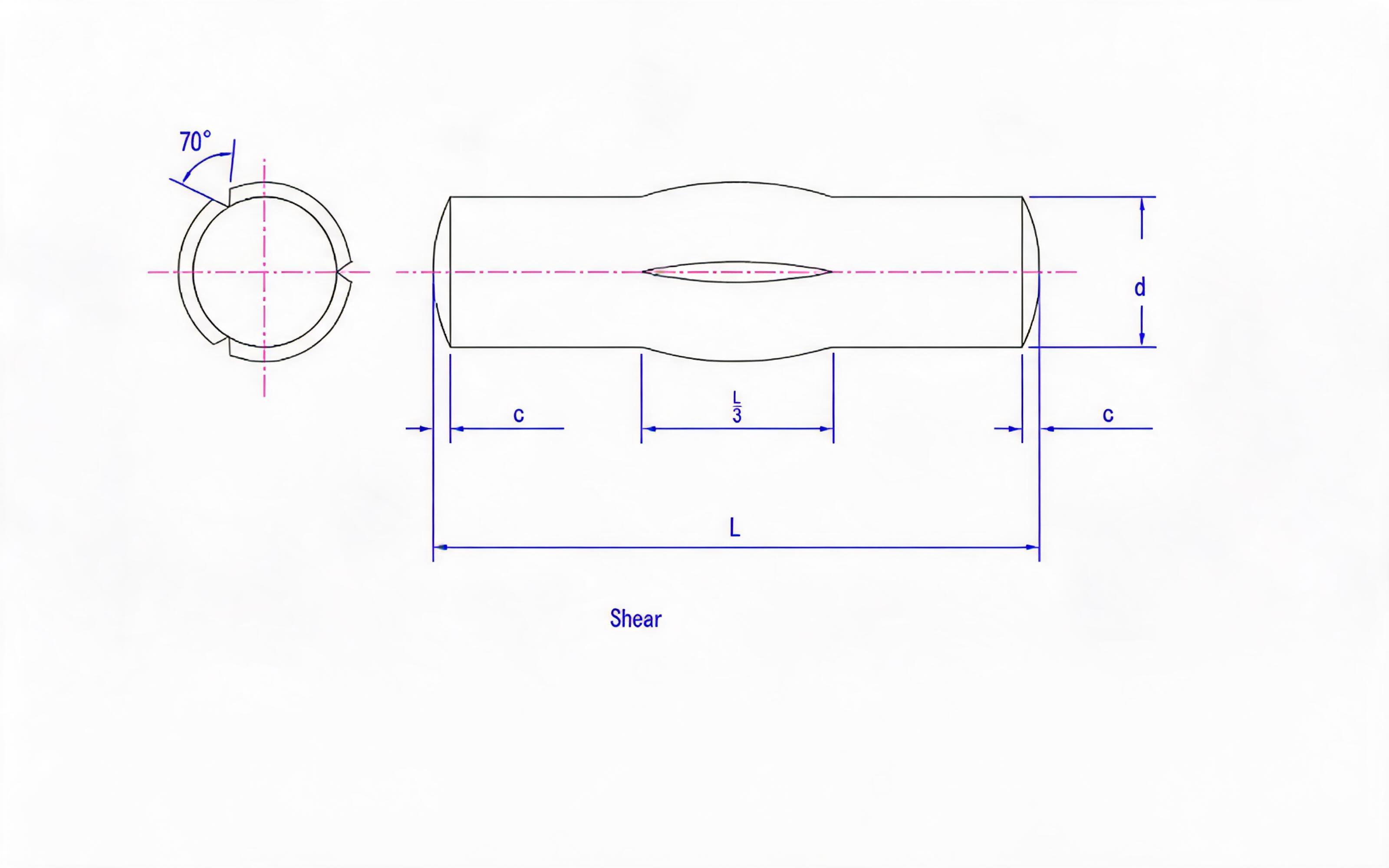 SLOTTED PIN WITH 1_3 FULL LENGTH PARALLEL GROOVE AT MID Standard Drawing