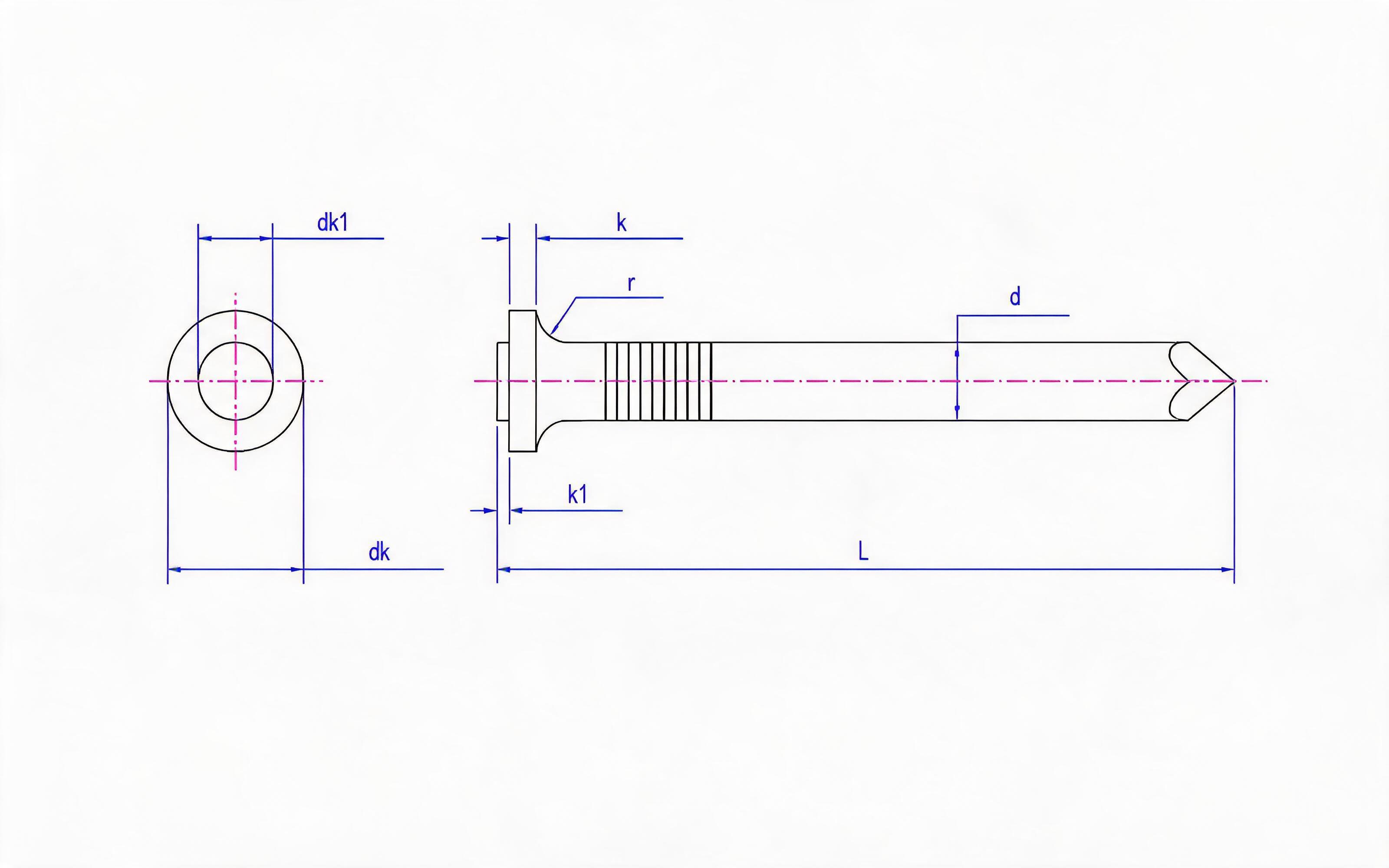 Cement Nails for Rounded Cap Table C.3 Standard Drawing