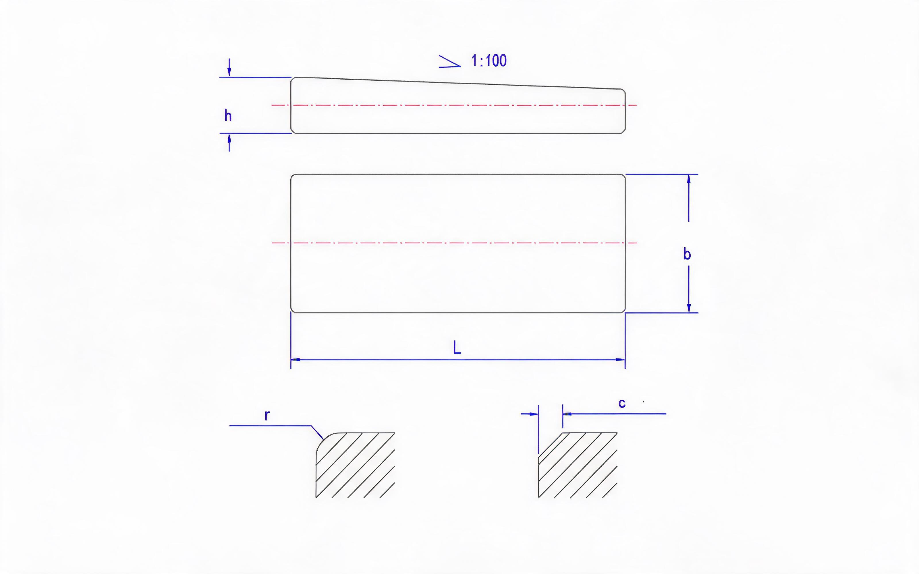 Type B taper key Standard Drawing