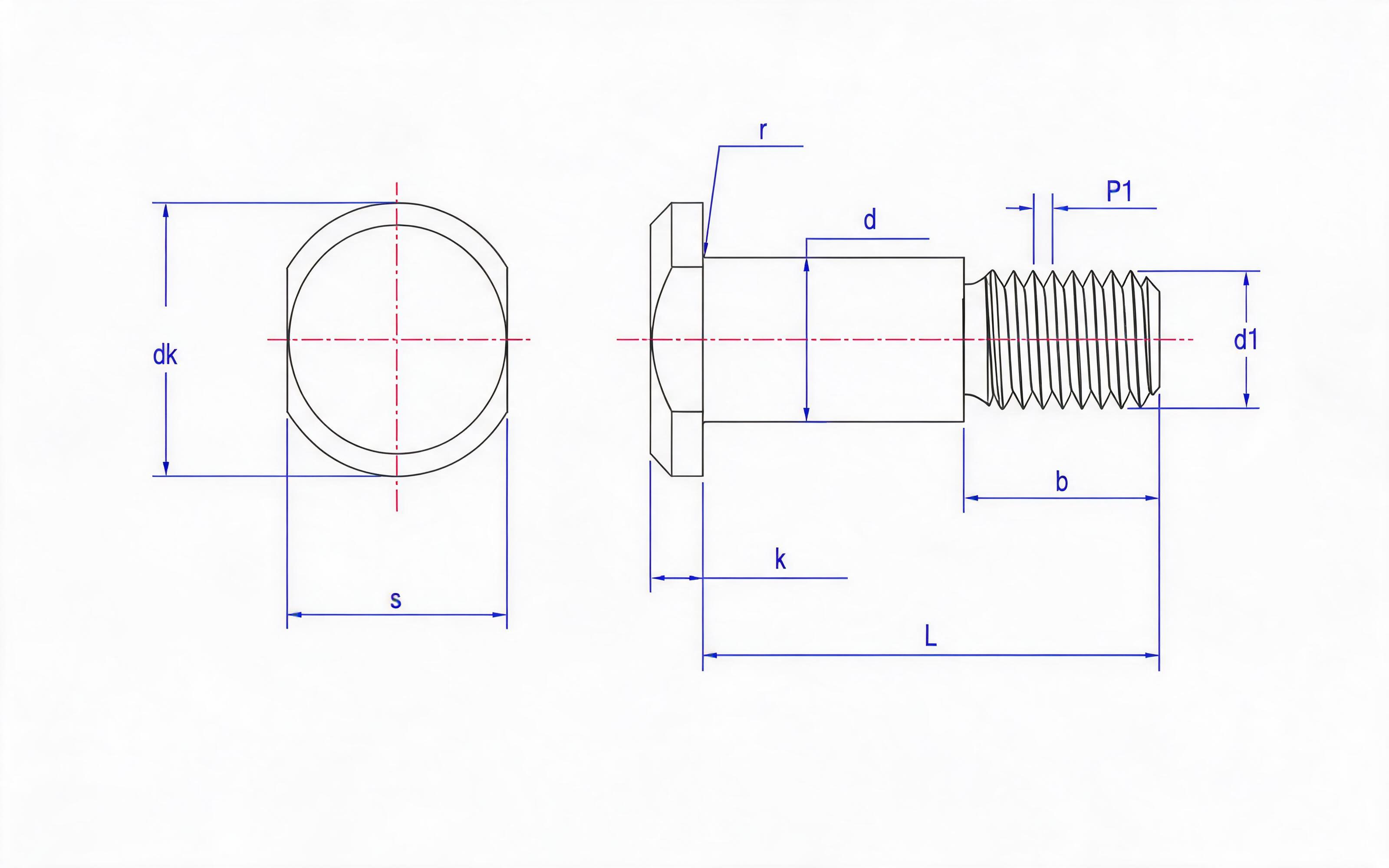 T-shaped pin roll with thread (T-shaped step bolt) Standard Drawing