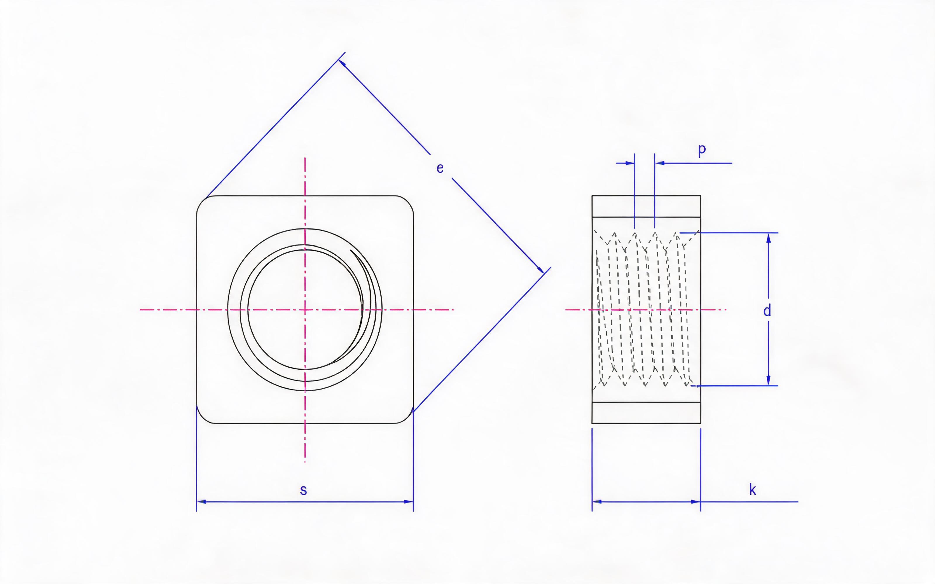 Foundation nut matched with foundation bolt Standard Drawing