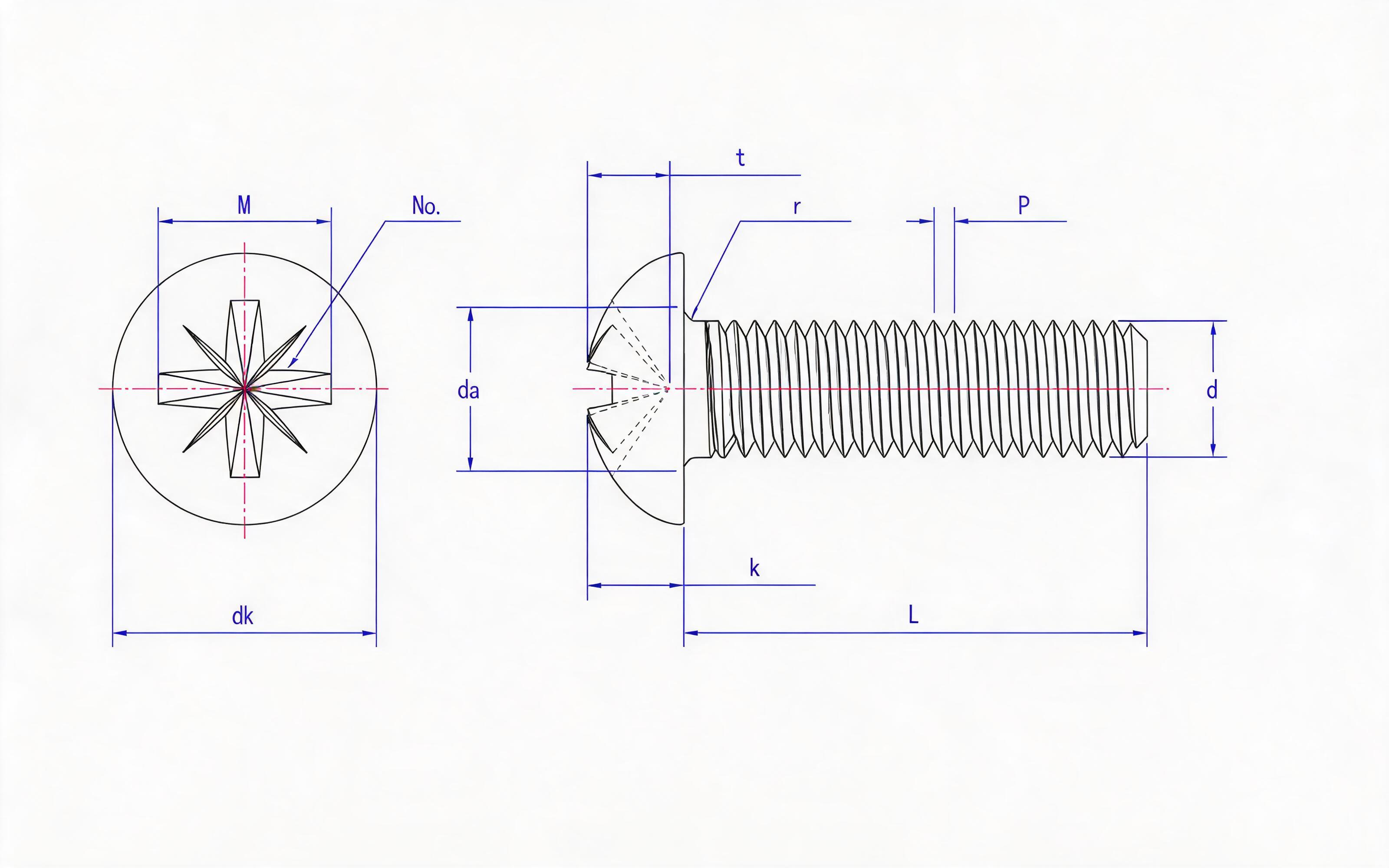 RAISED HEAD SCREW (Z-SLOT) Standard Drawing