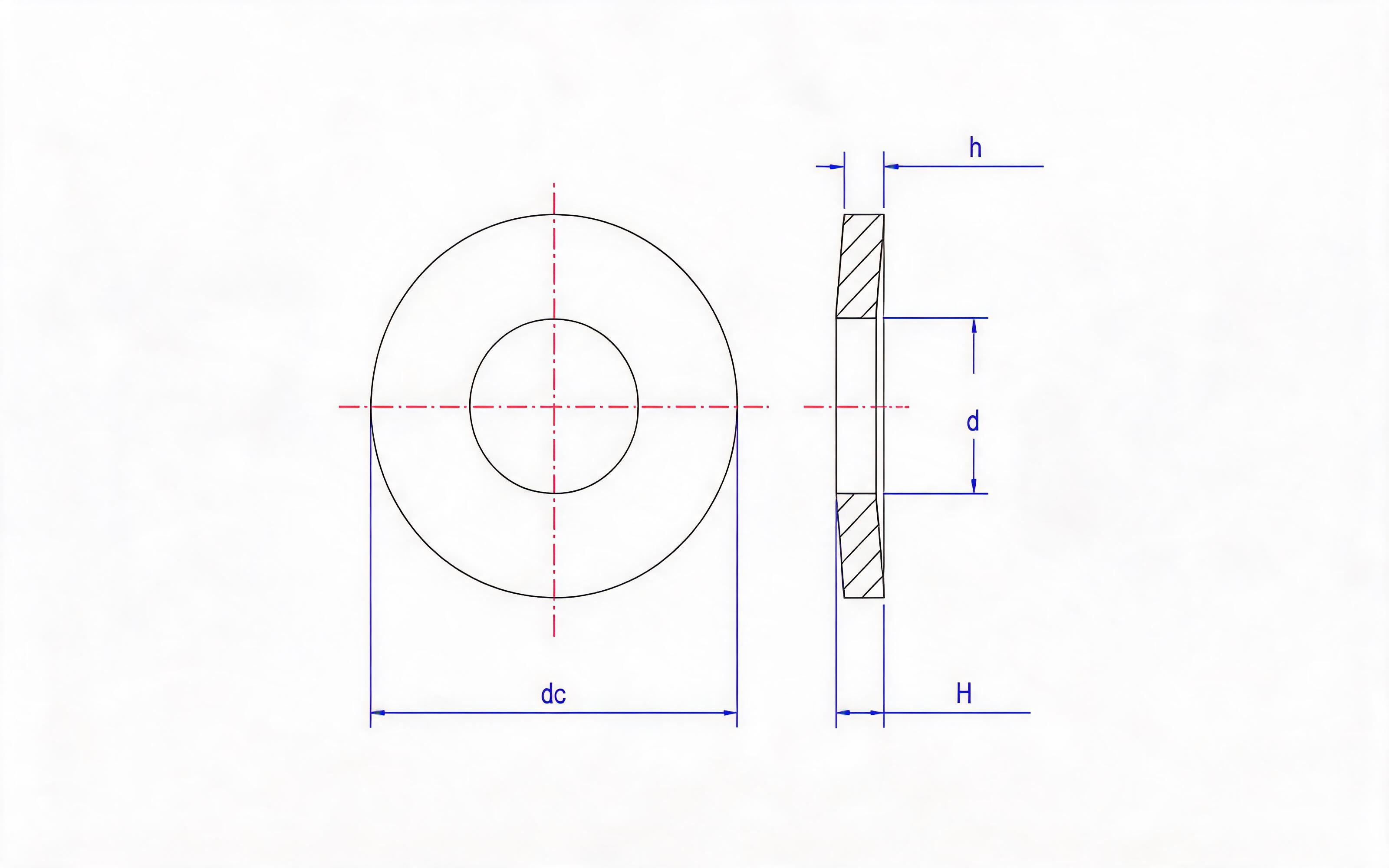 Belleville spring washer (h>6mm, d H12) Table 5 Standard Drawing