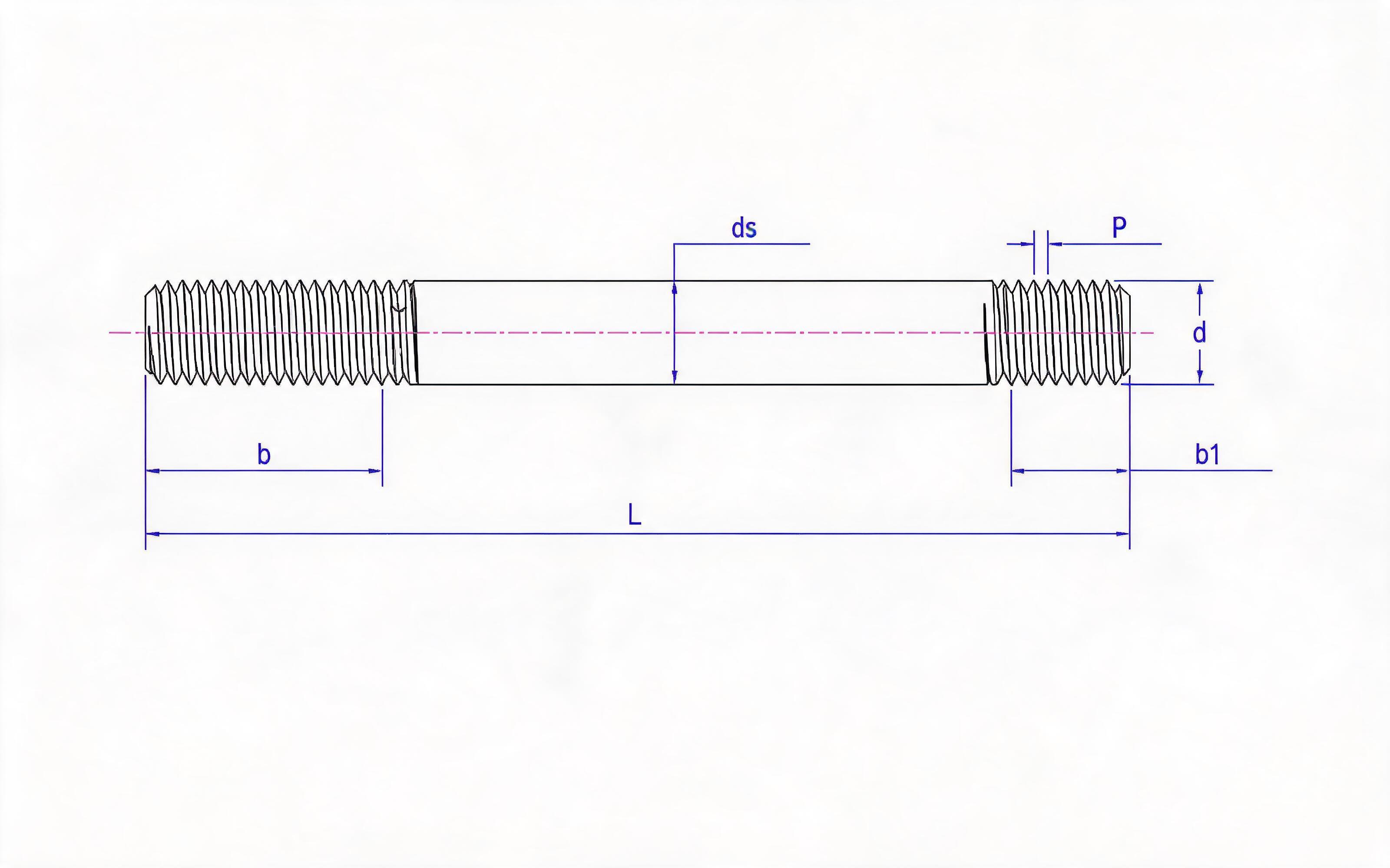 High-strength anchor double-head bolt for steel structure (Type A) Standard Drawing