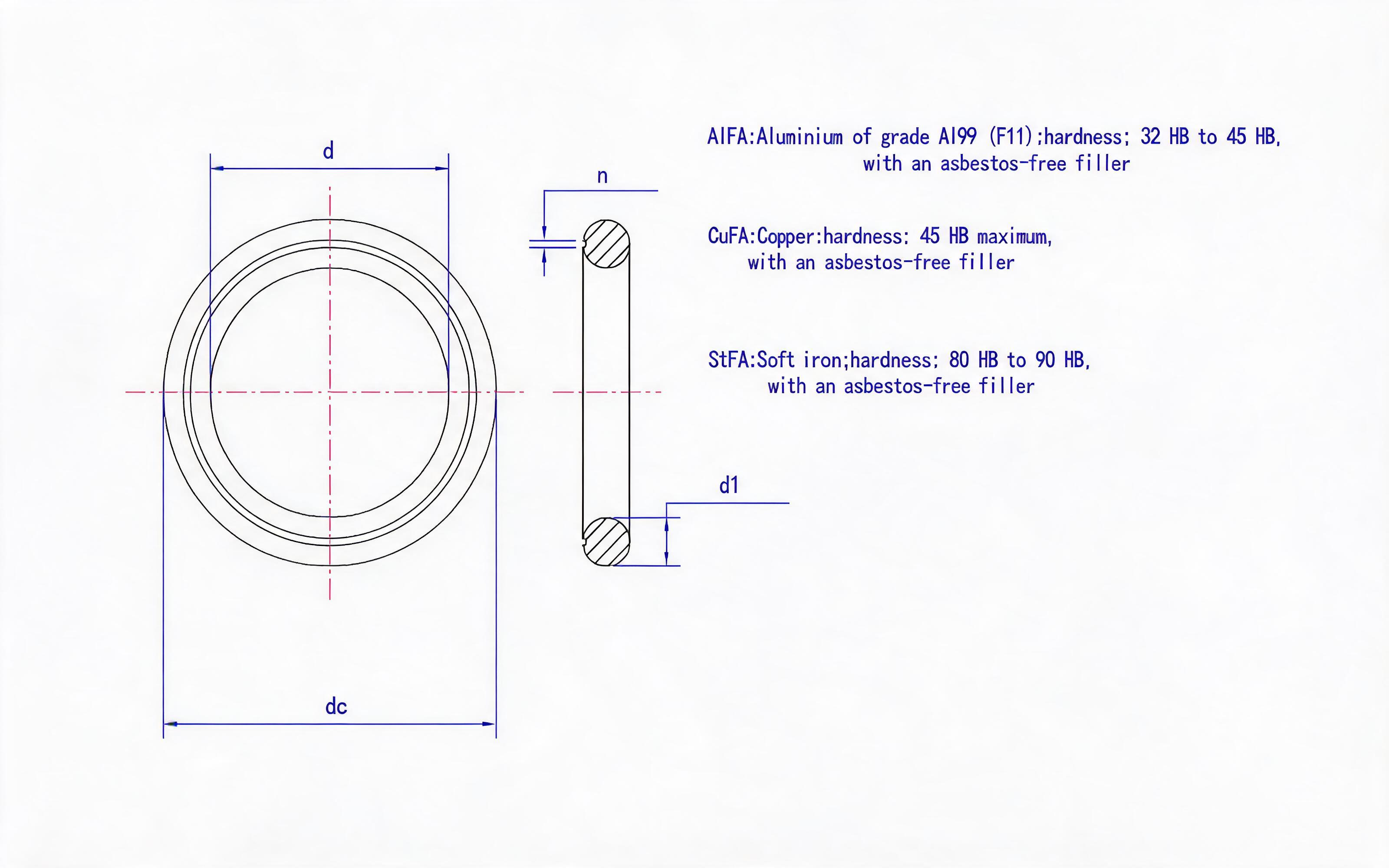Type C Minimal Seal Washer (AIFA CuFA StFA) Standard Drawing