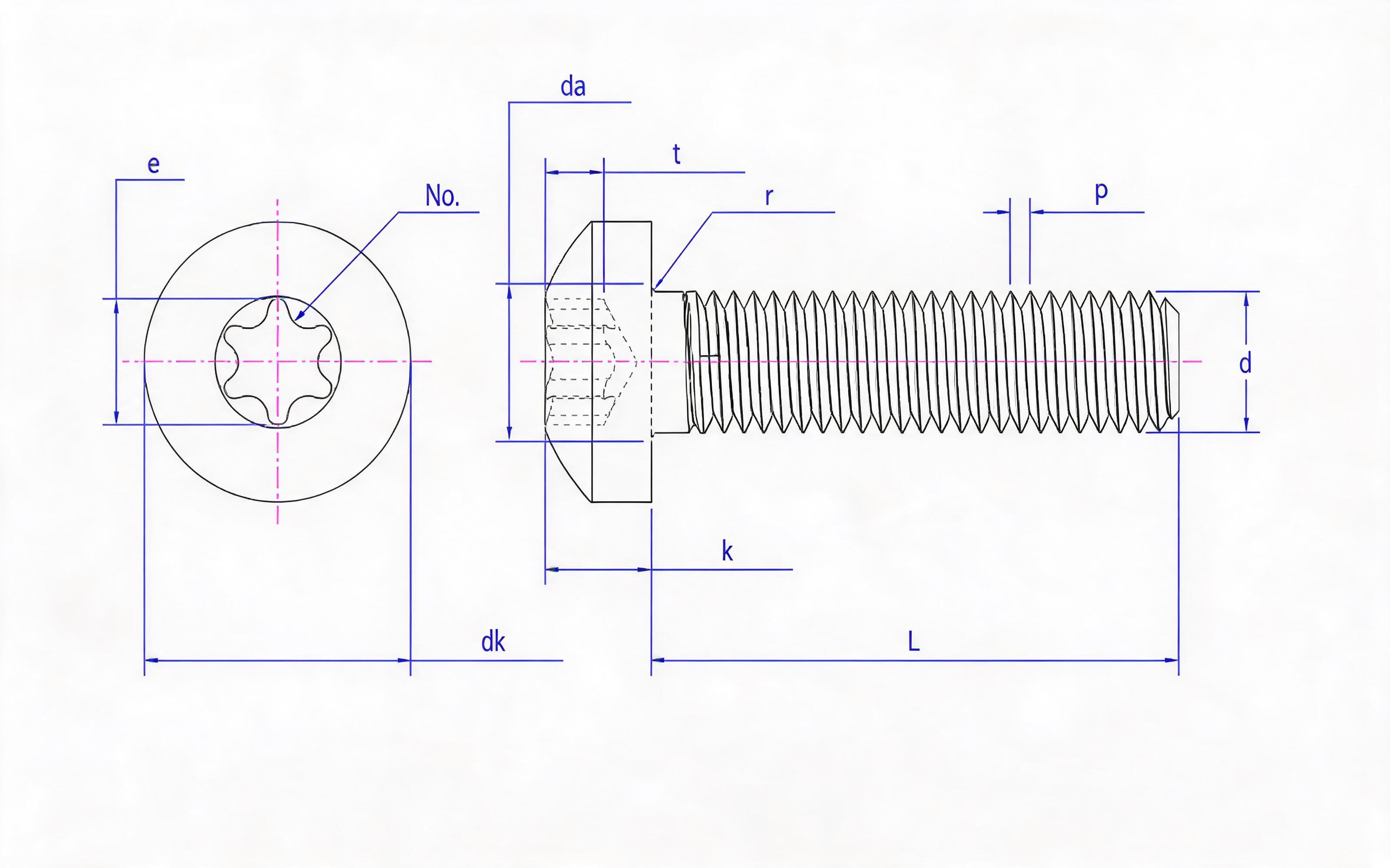 Torx panhead screw Standard Drawing