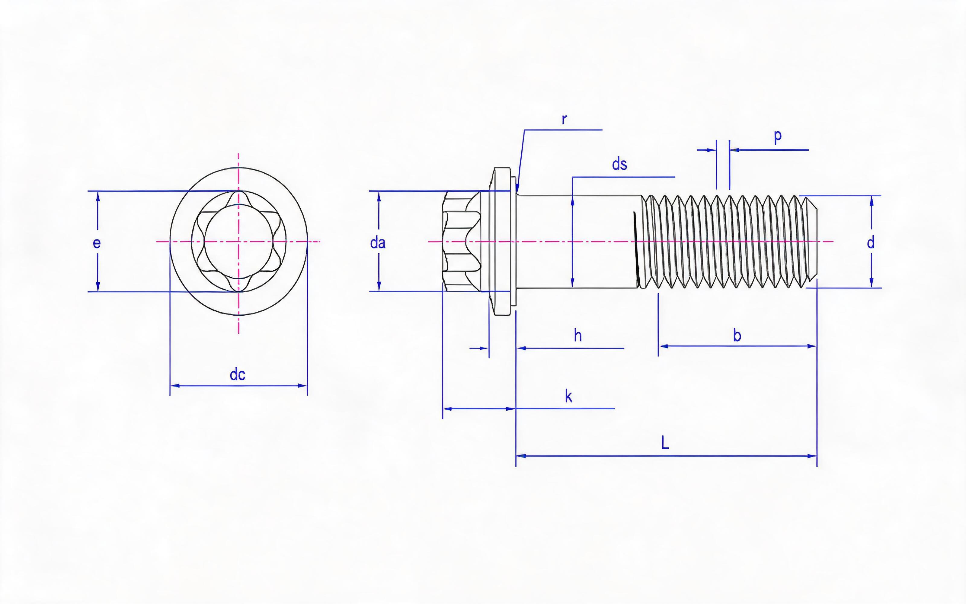 Torx head small flange bolt Standard Drawing