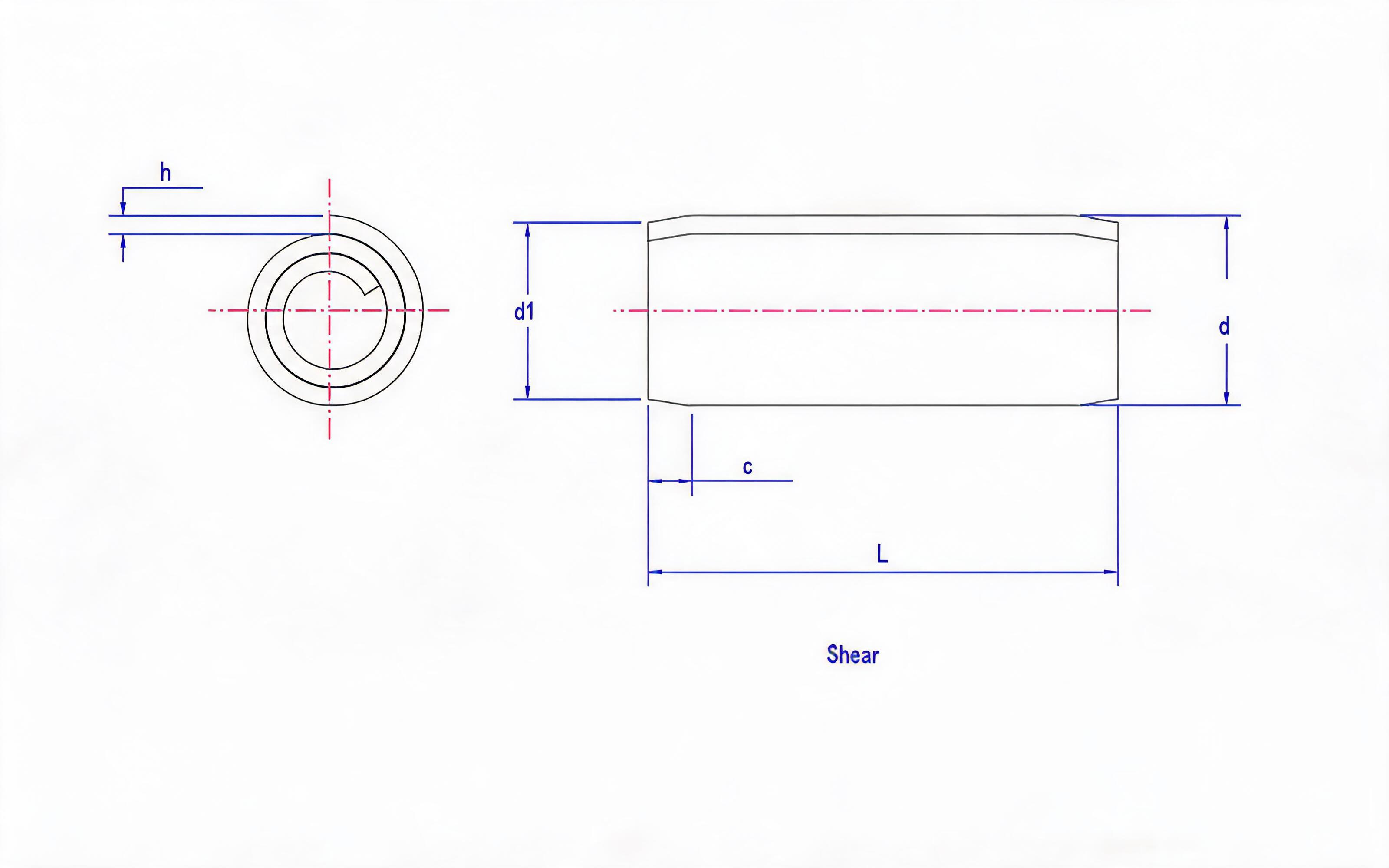 Standard rolled elastic cylindrical pin (steel and martensitic stainless steel) Standard Drawing
