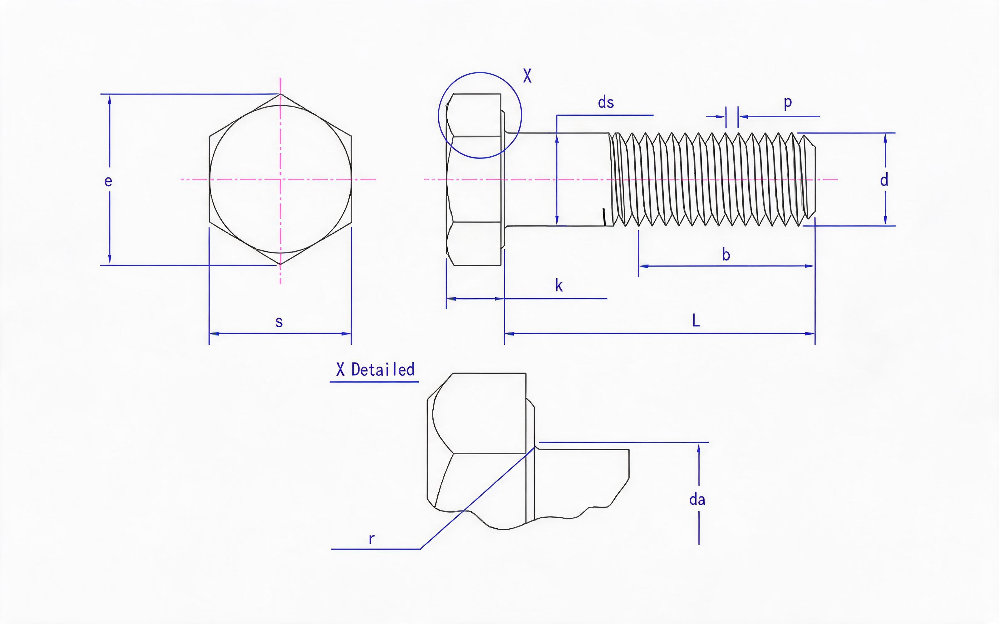 LARGE HEXAGON BOLTS FOR GRADE 8.8 AND 10.9 BOLTED STRUCTURES Standard Drawing