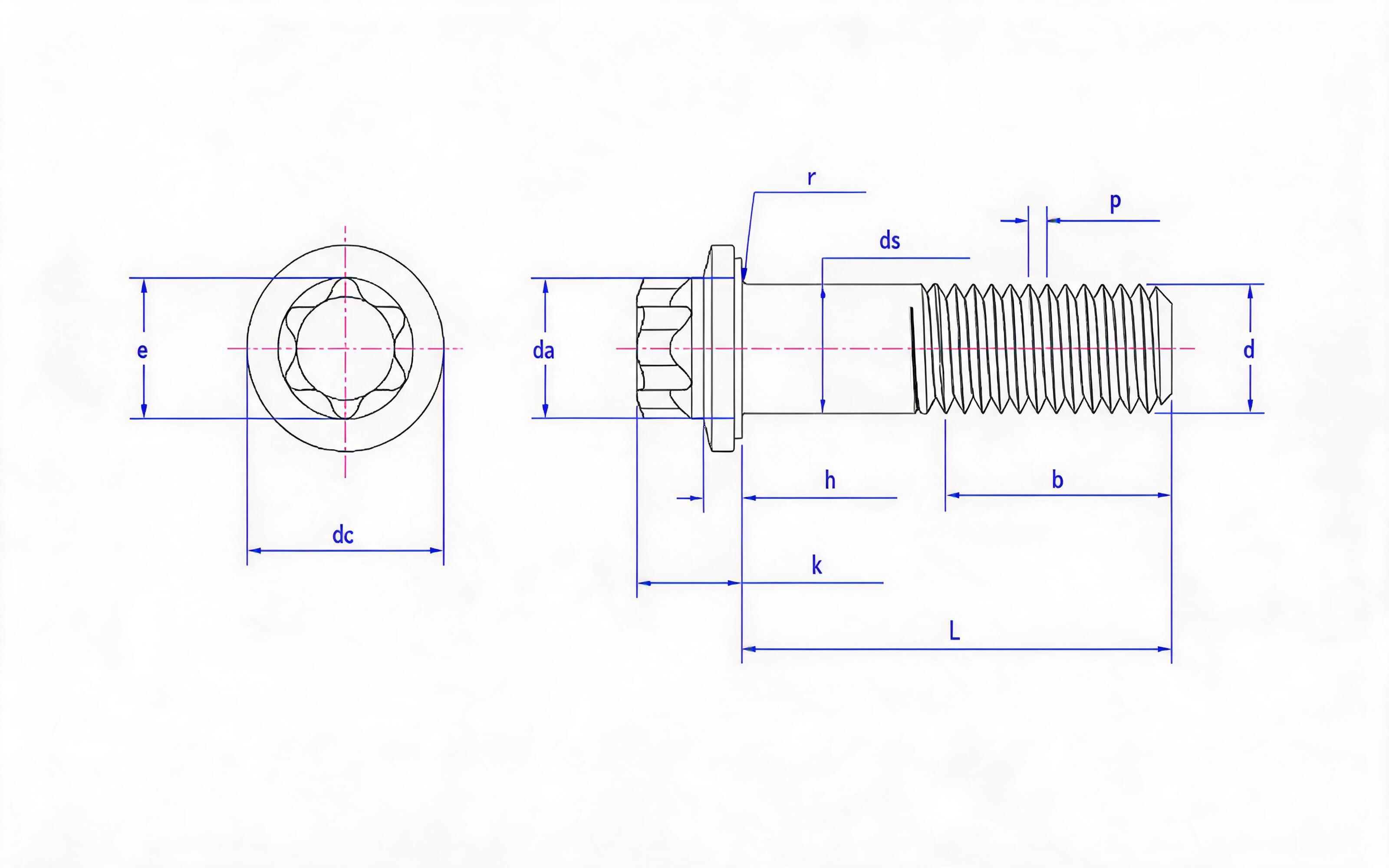 Torx head big flange bolt Standard Drawing