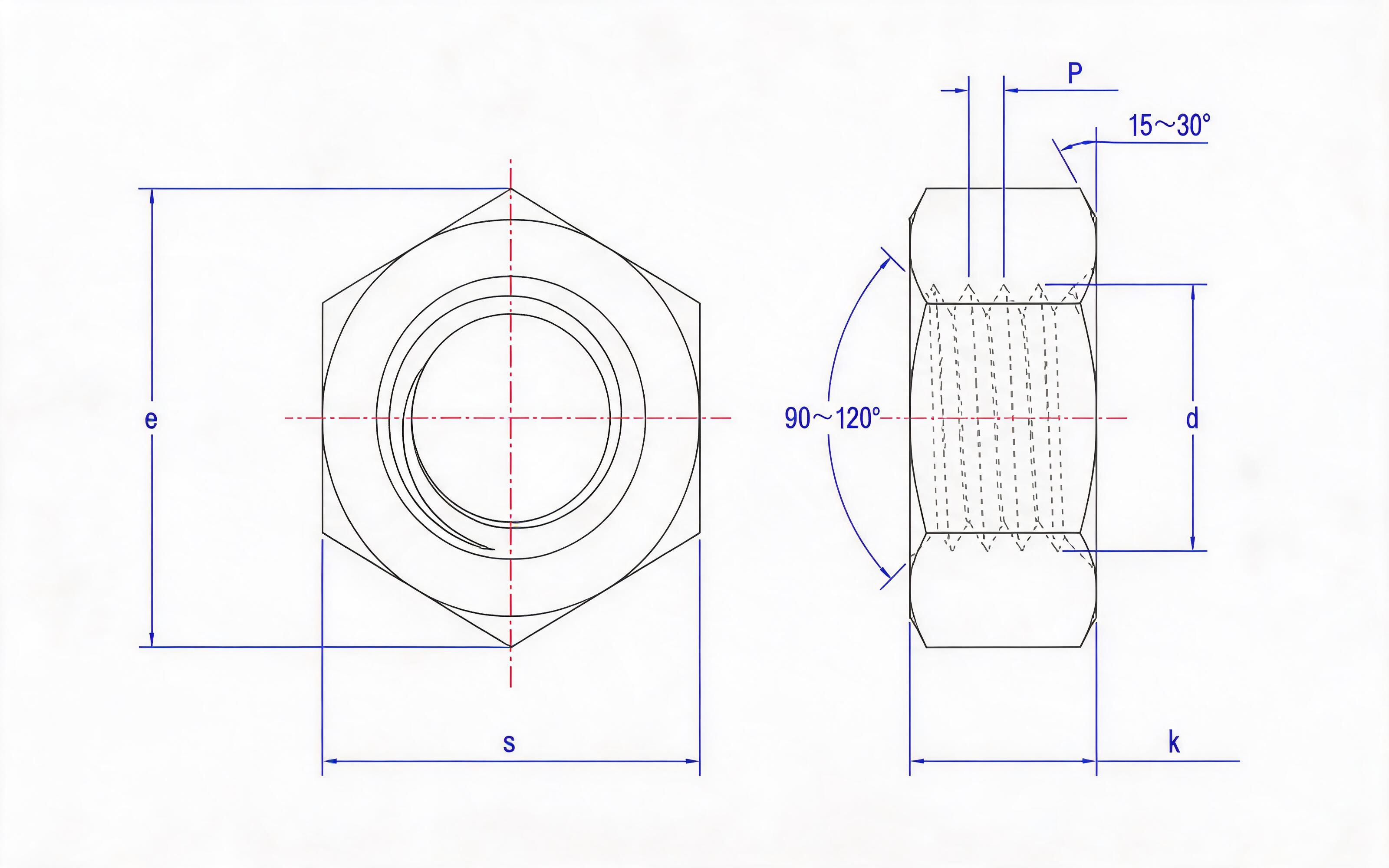 Type 1 hexagon nut Standard Drawing