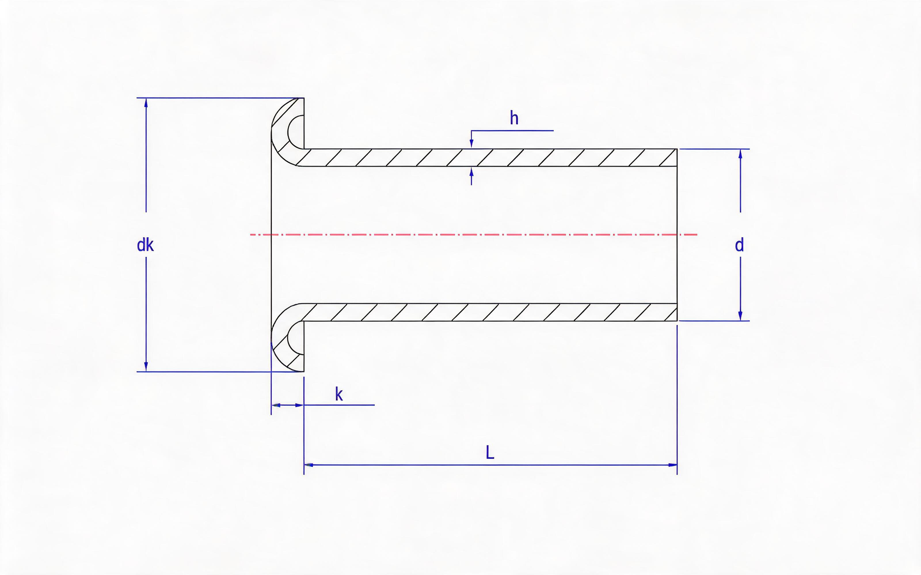 B Tubular Rivet (0.25mm wall thickness) Standard Drawing