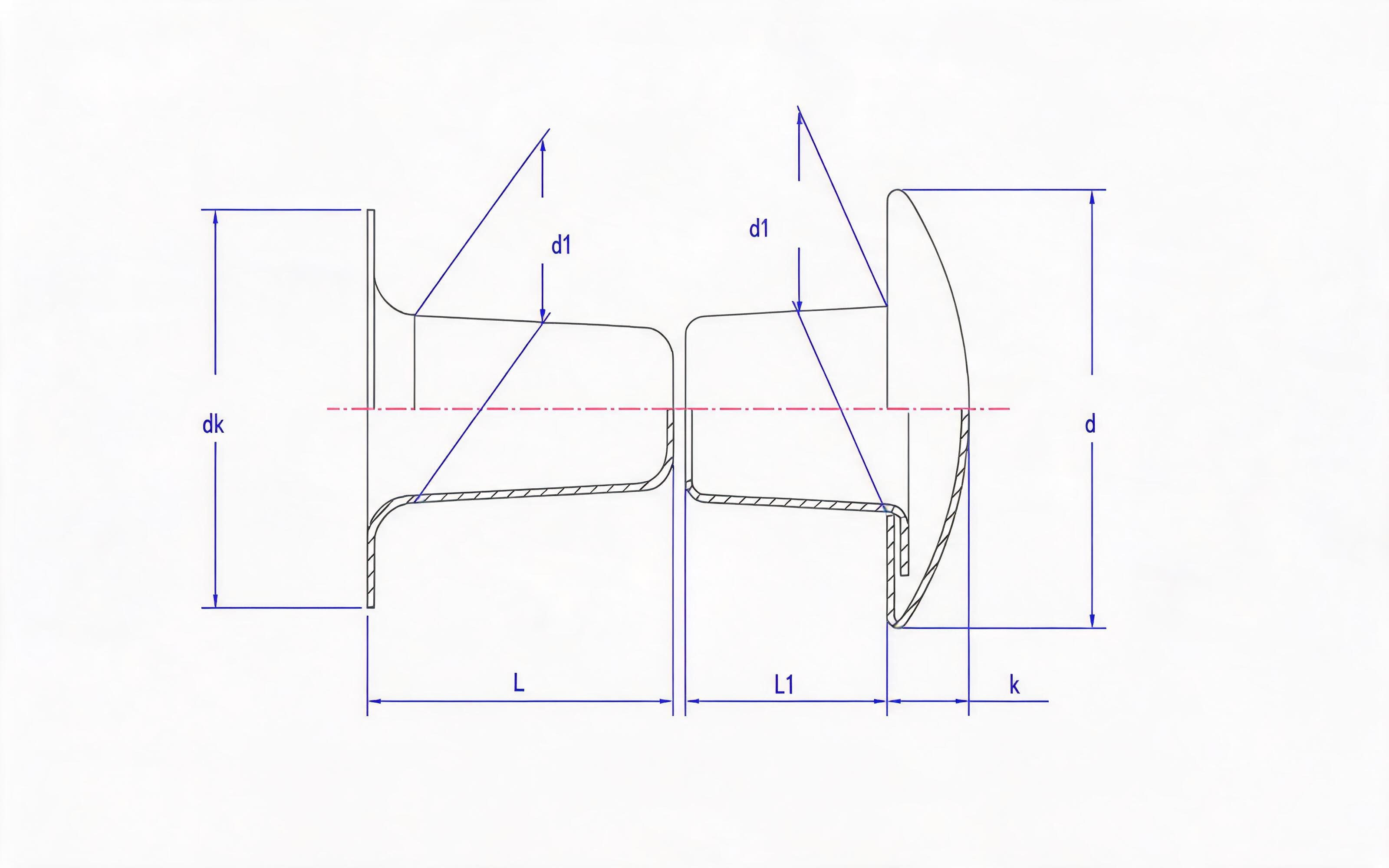 Type A counter lock flat head compression rivet Standard Drawing