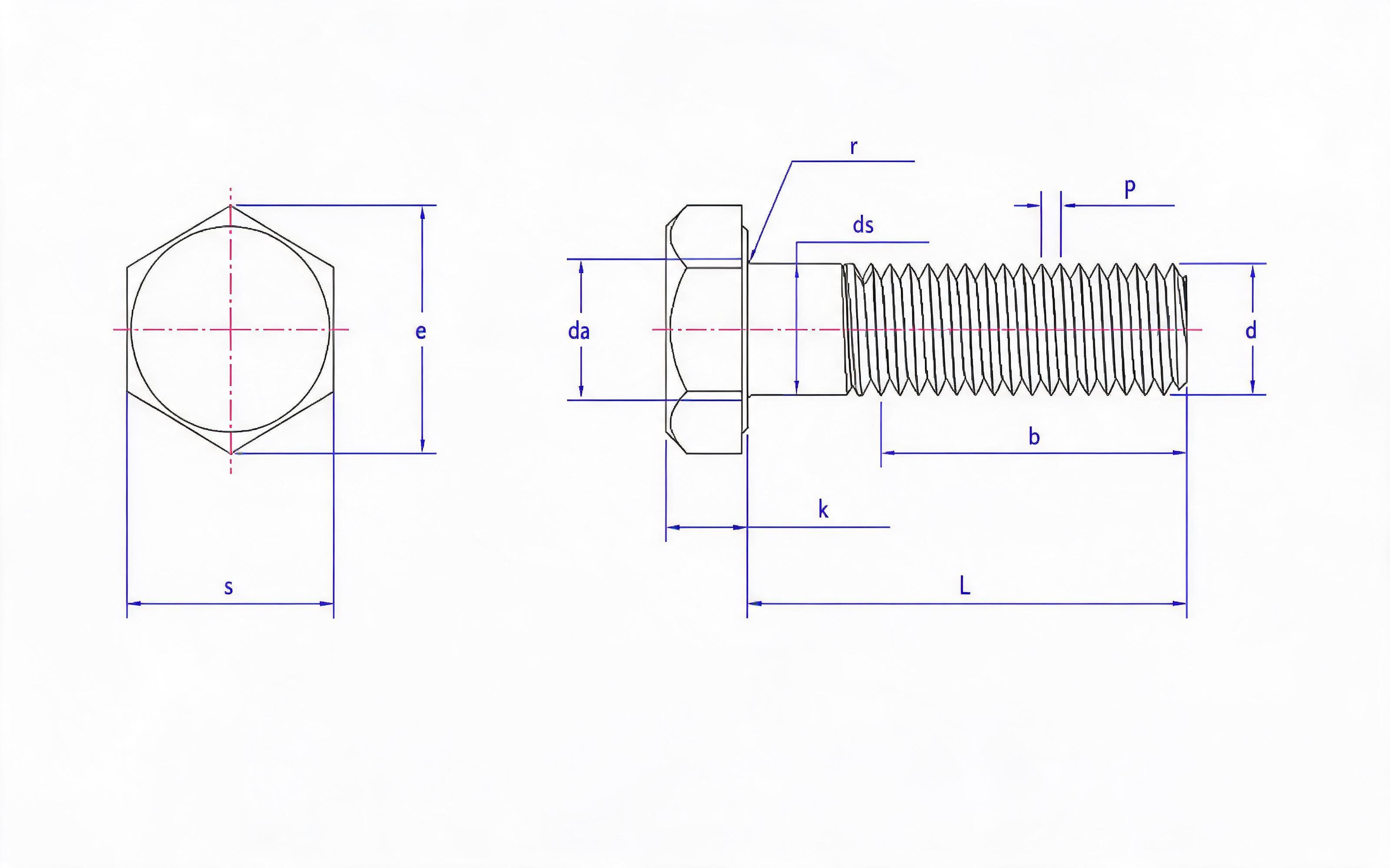 Hexagon bolt for steel structure Standard Drawing