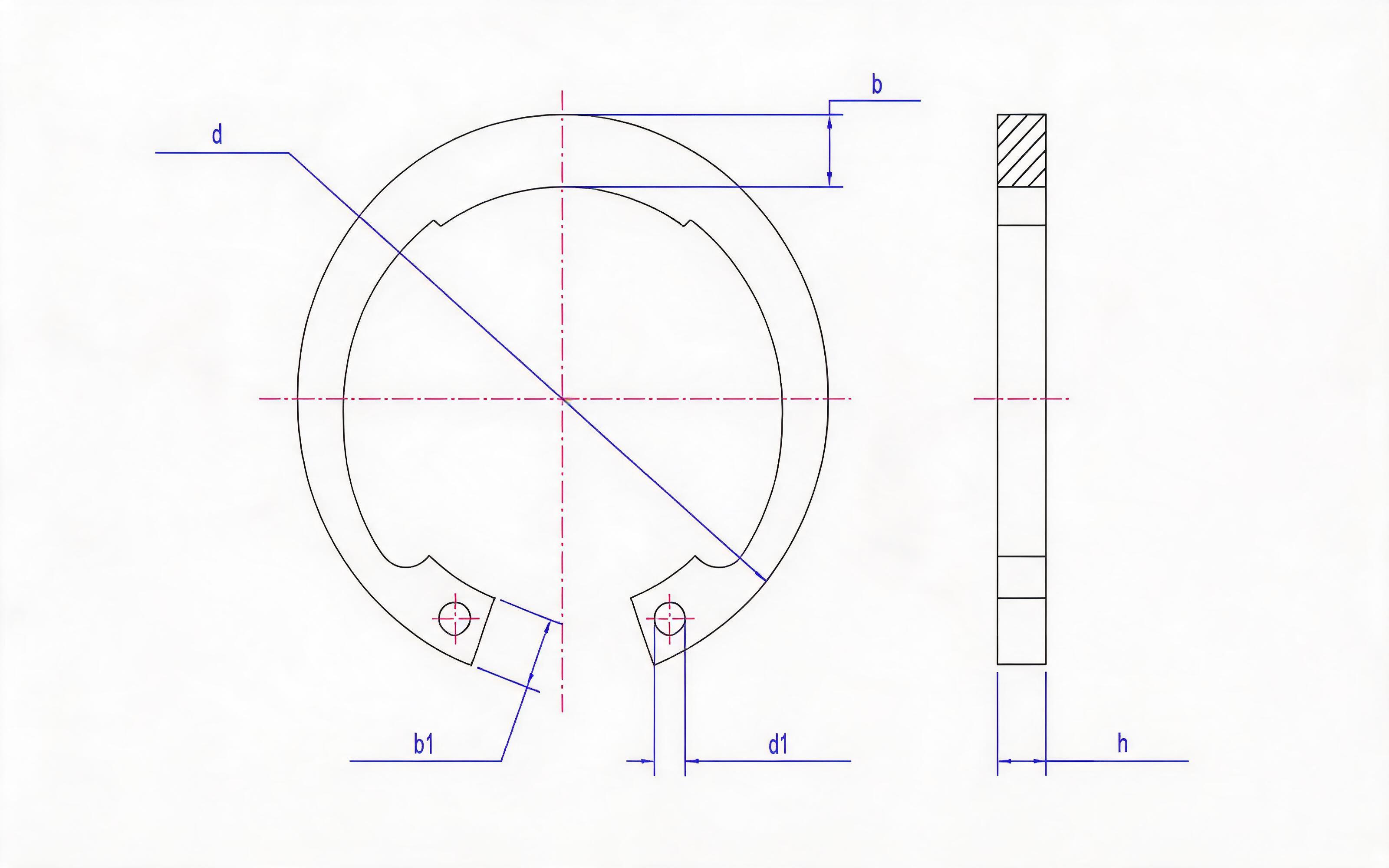 Clamp spring for heavy hole (Fig. 2, d ≥ 25mm) Standard Drawing