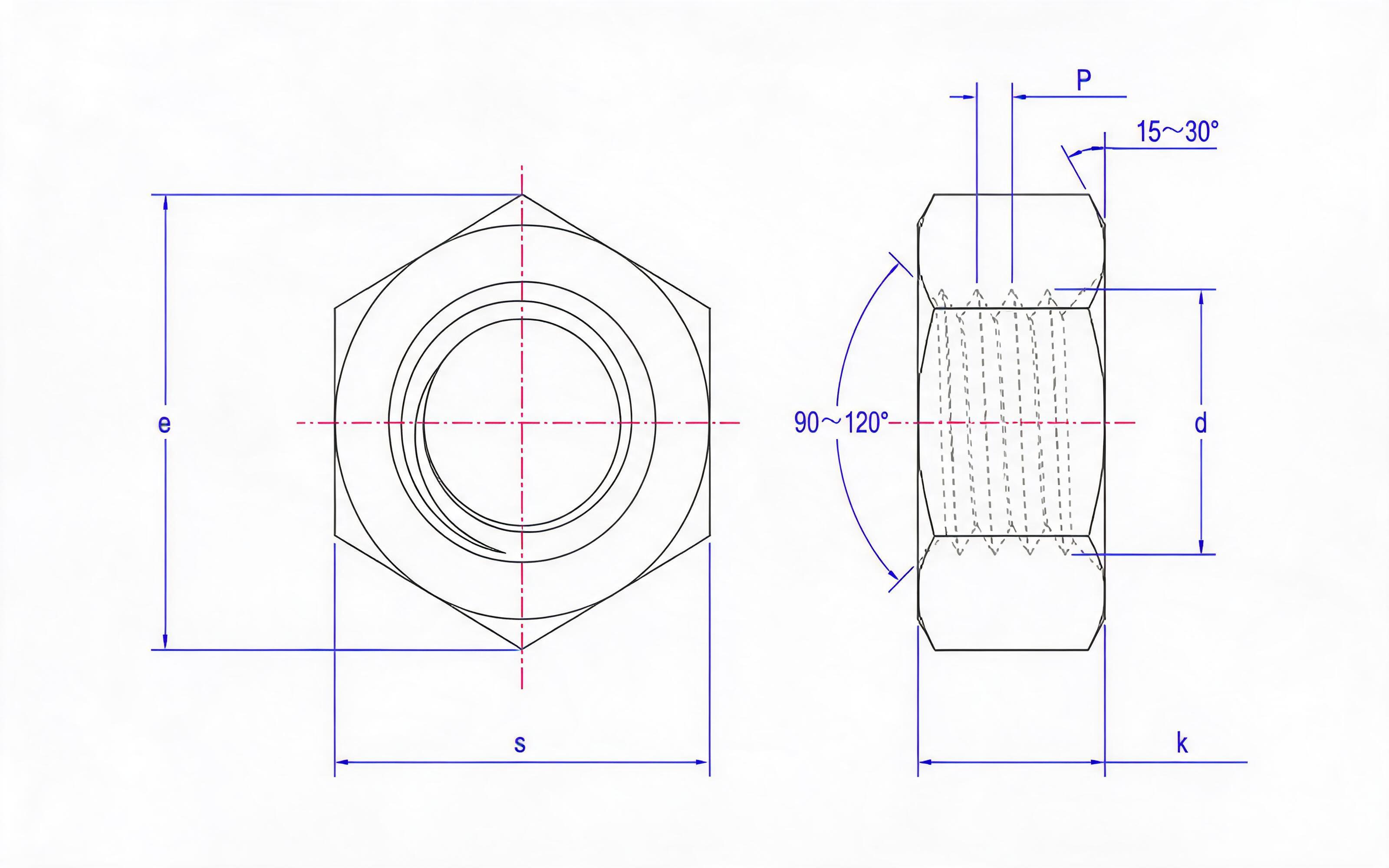 Type 1 hexagon nut Standard Drawing